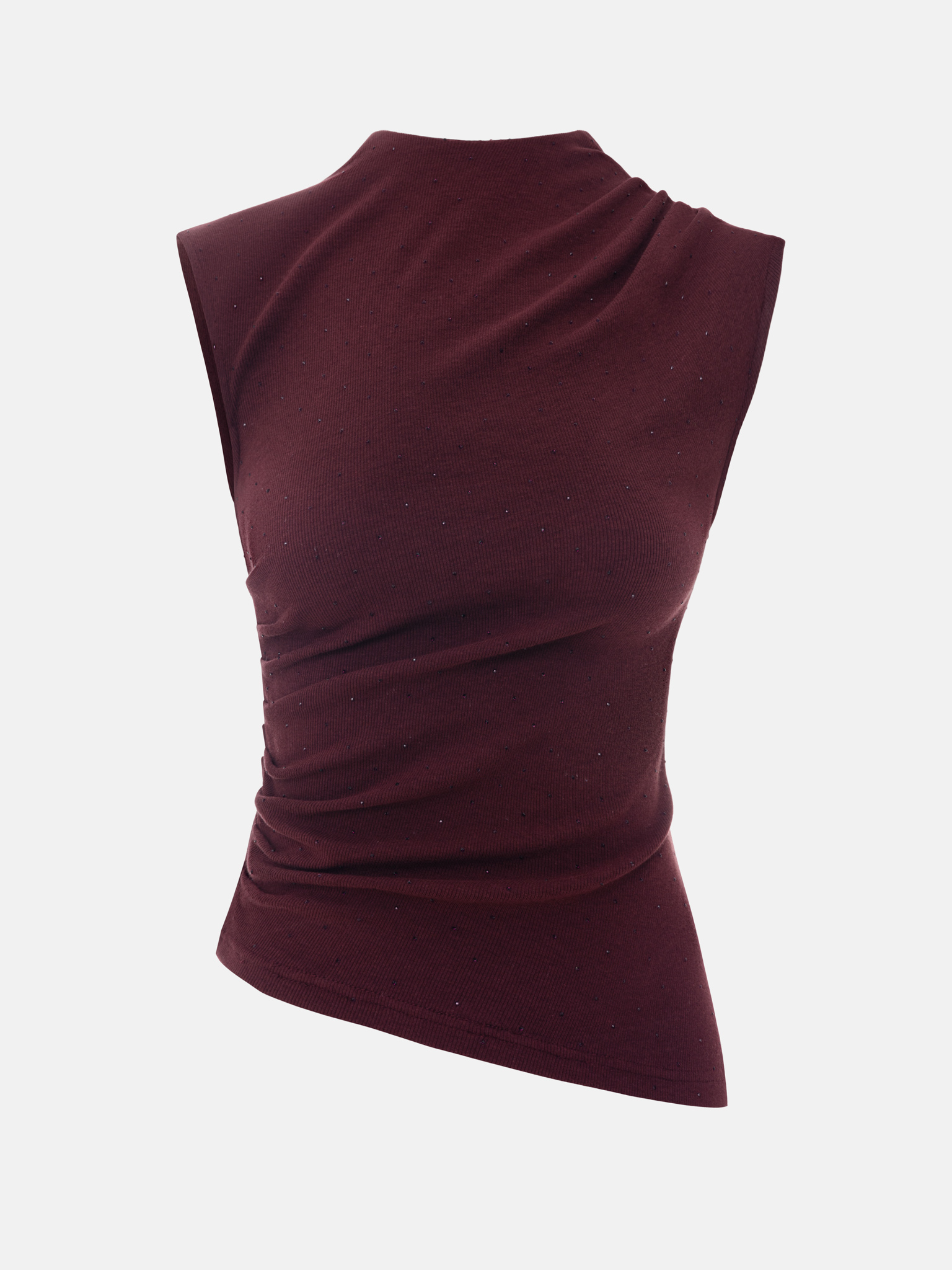 Top en maille avec petites fronces et strass