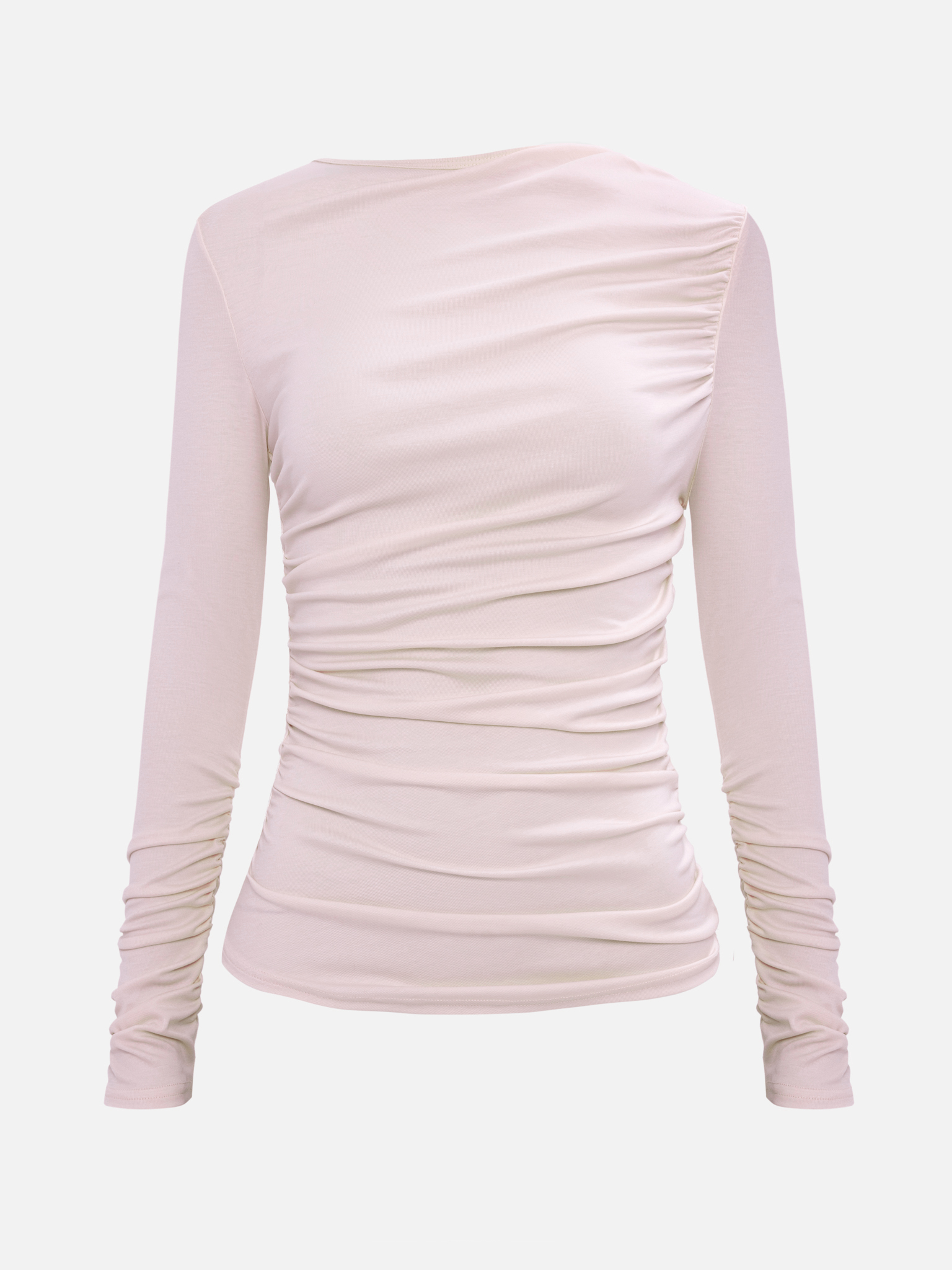 Monochrome stretch jersey longsleeves with gathers