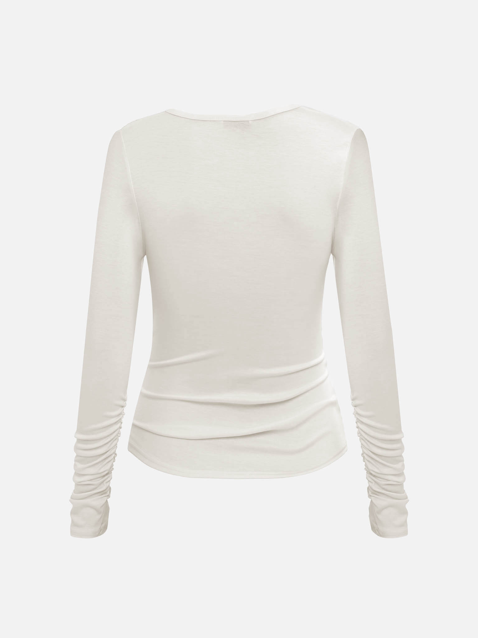 Monochrome stretch jersey longsleeves with gathers