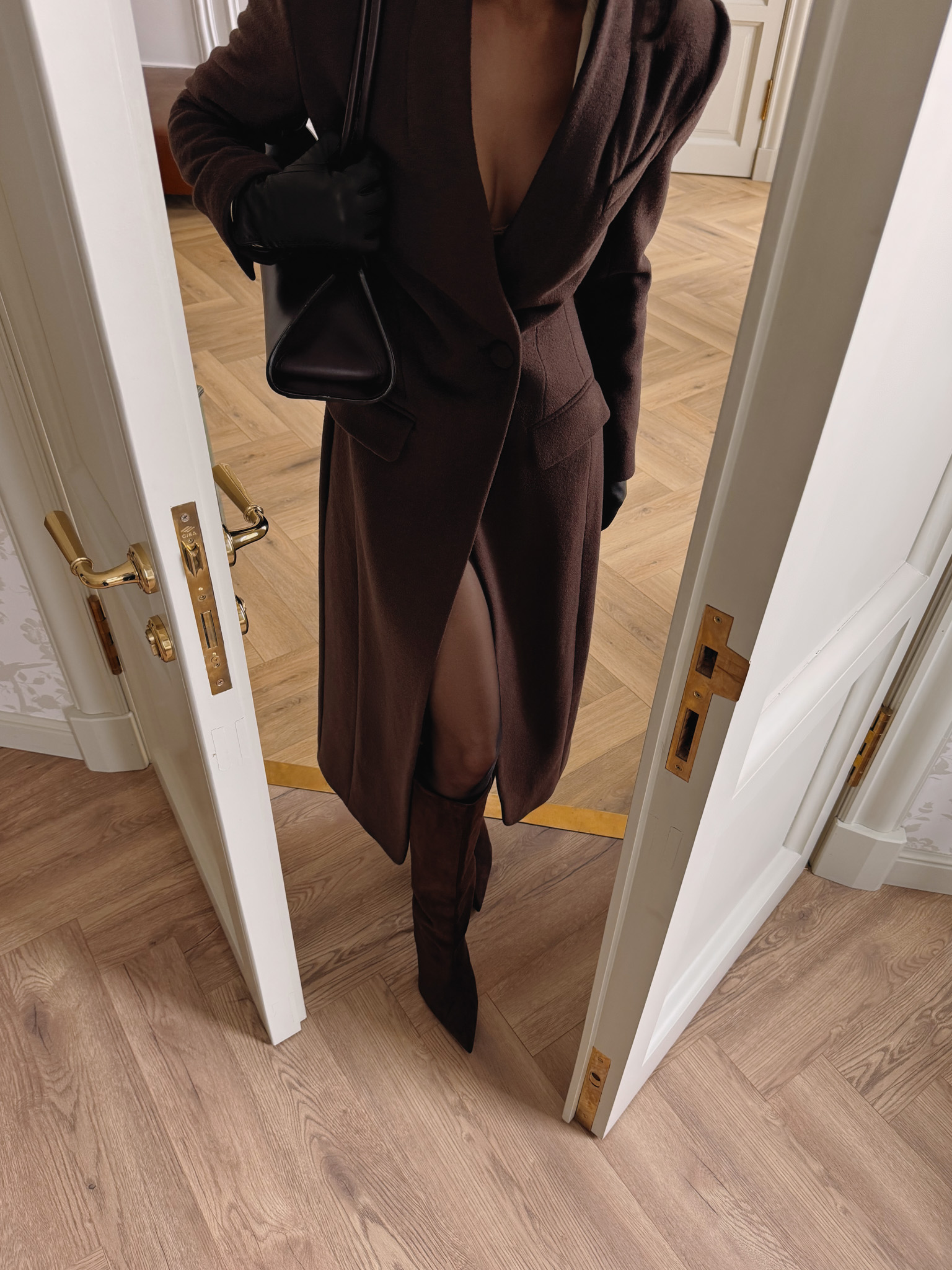 Fitted wrap midi coat 