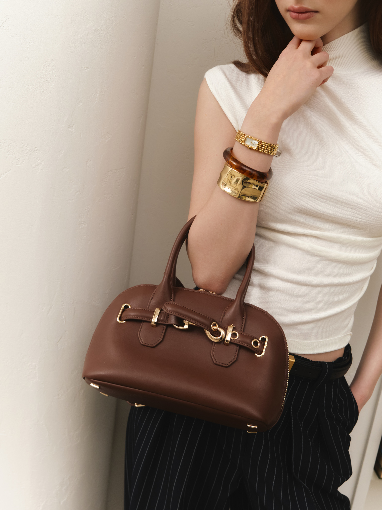 Eco-leather rigid-shaped bag
