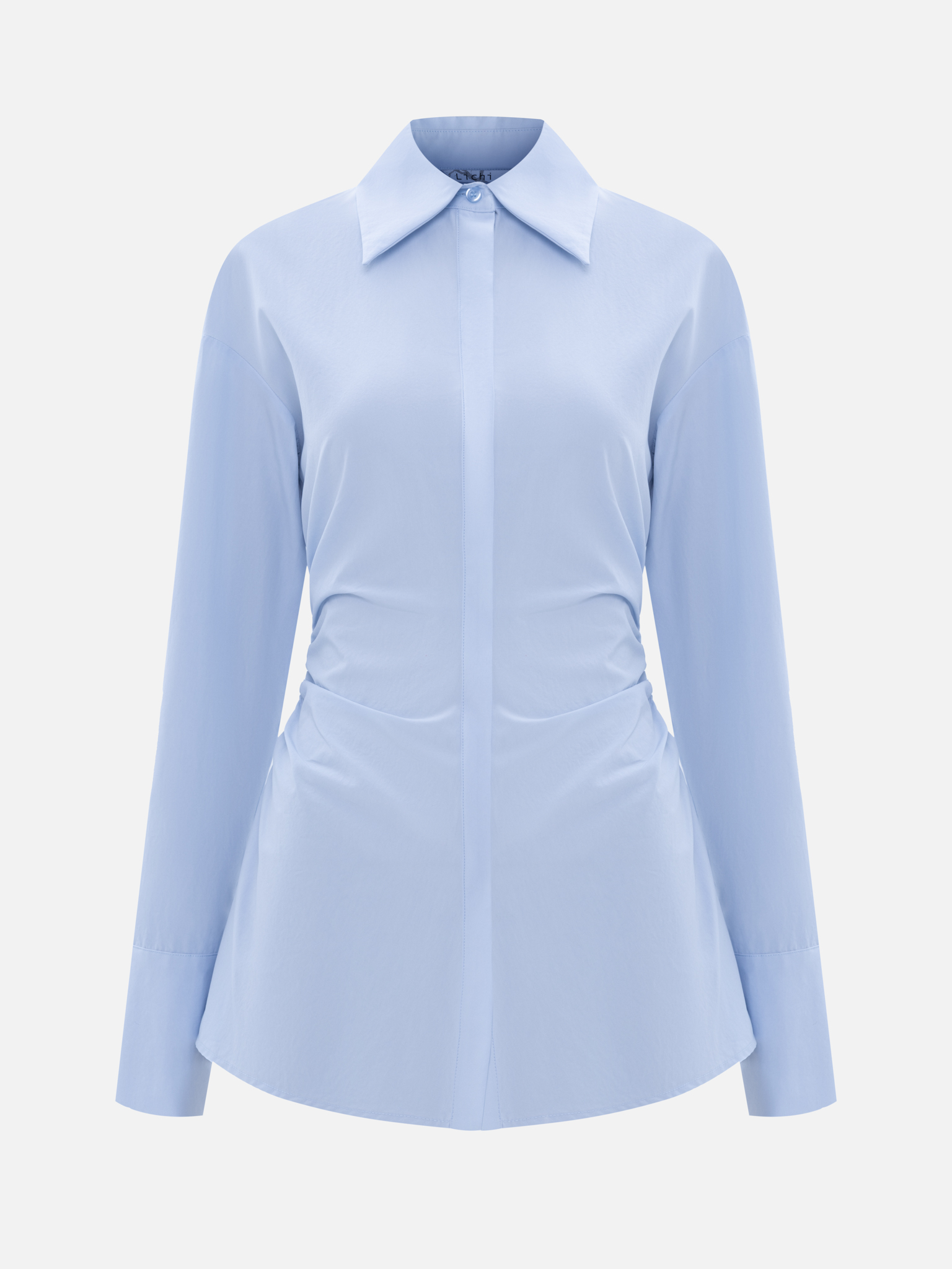 Fitted shirt with side gathers