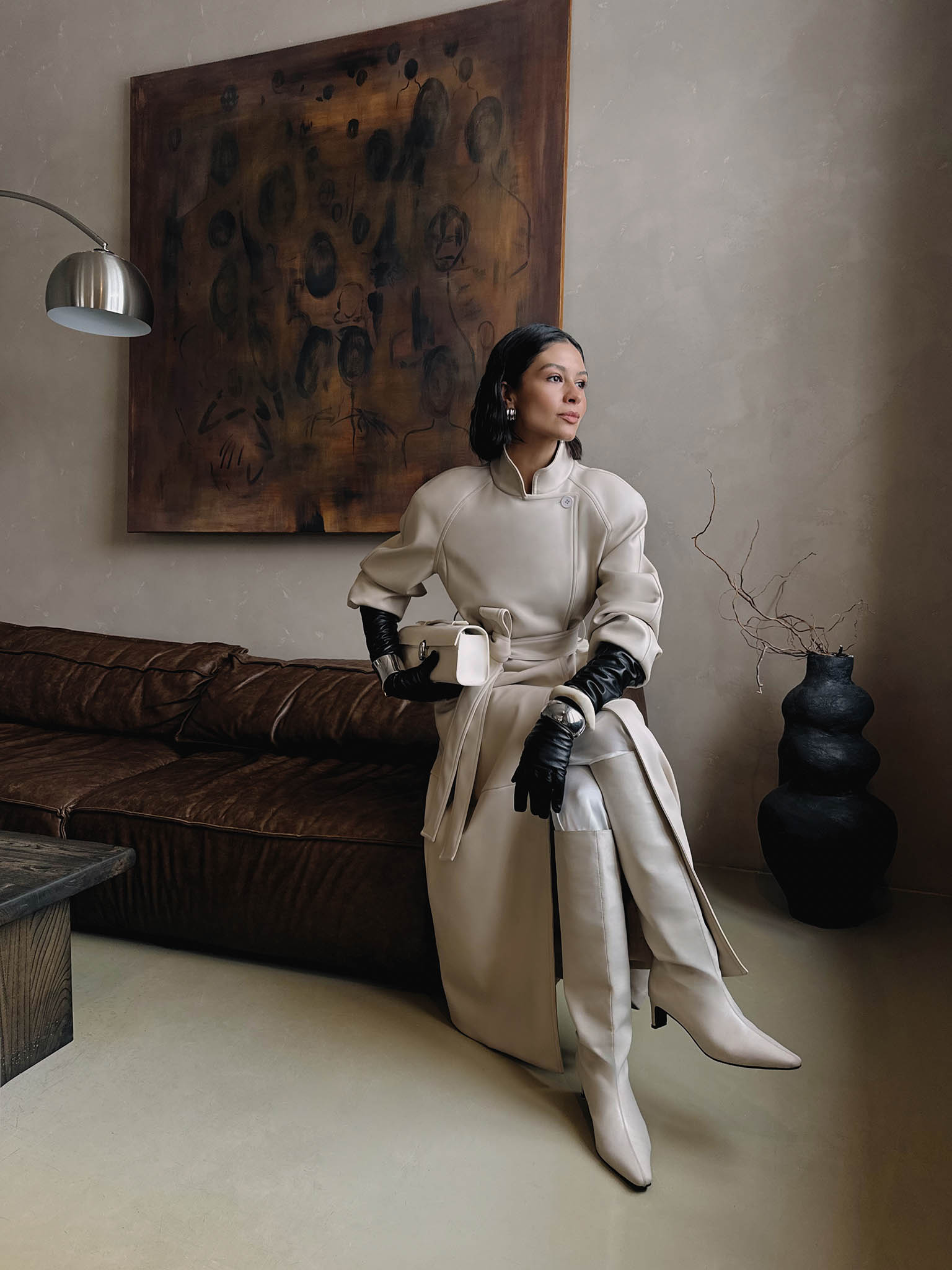 Midi trench coat in matte eco leather