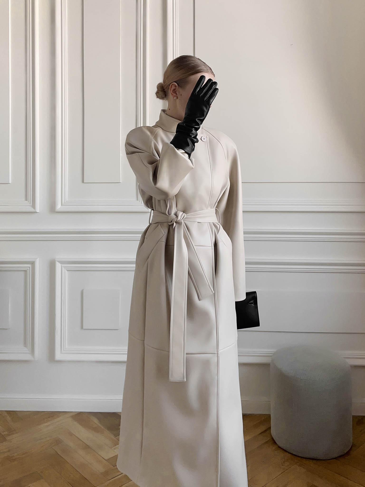 Midi trench coat in matte eco leather