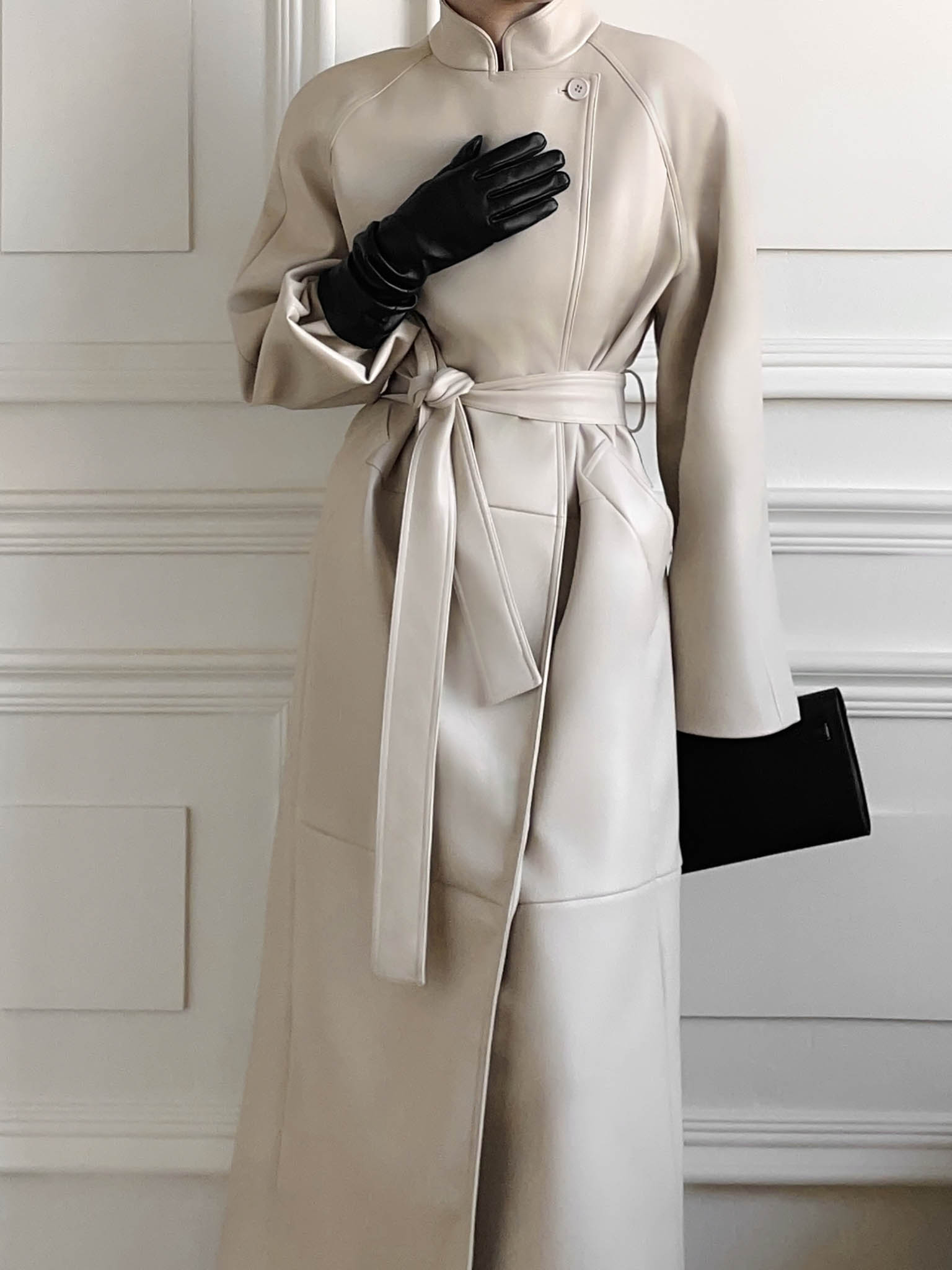 Midi trench coat in matte eco leather