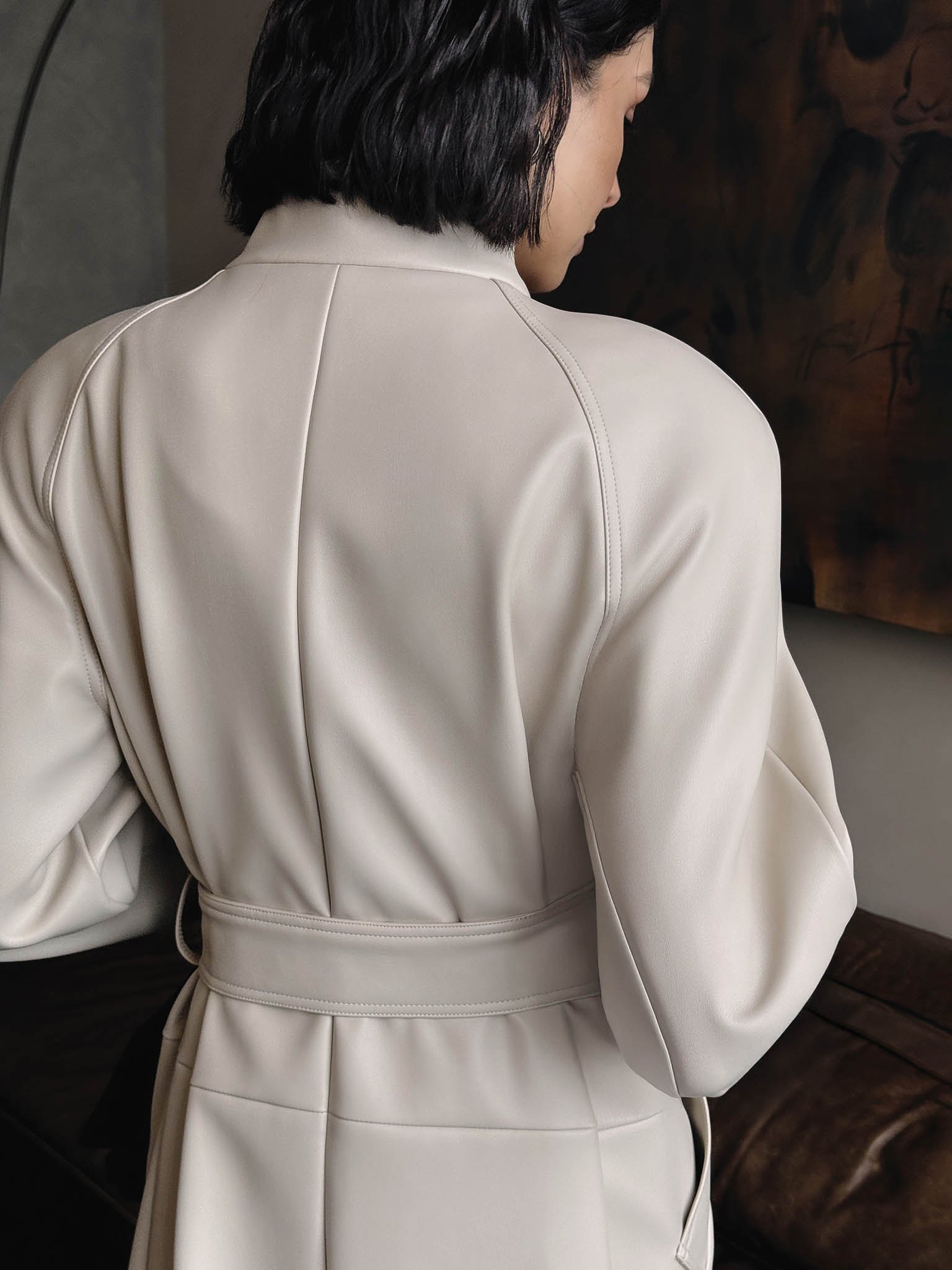 Midi trench coat in matte eco leather