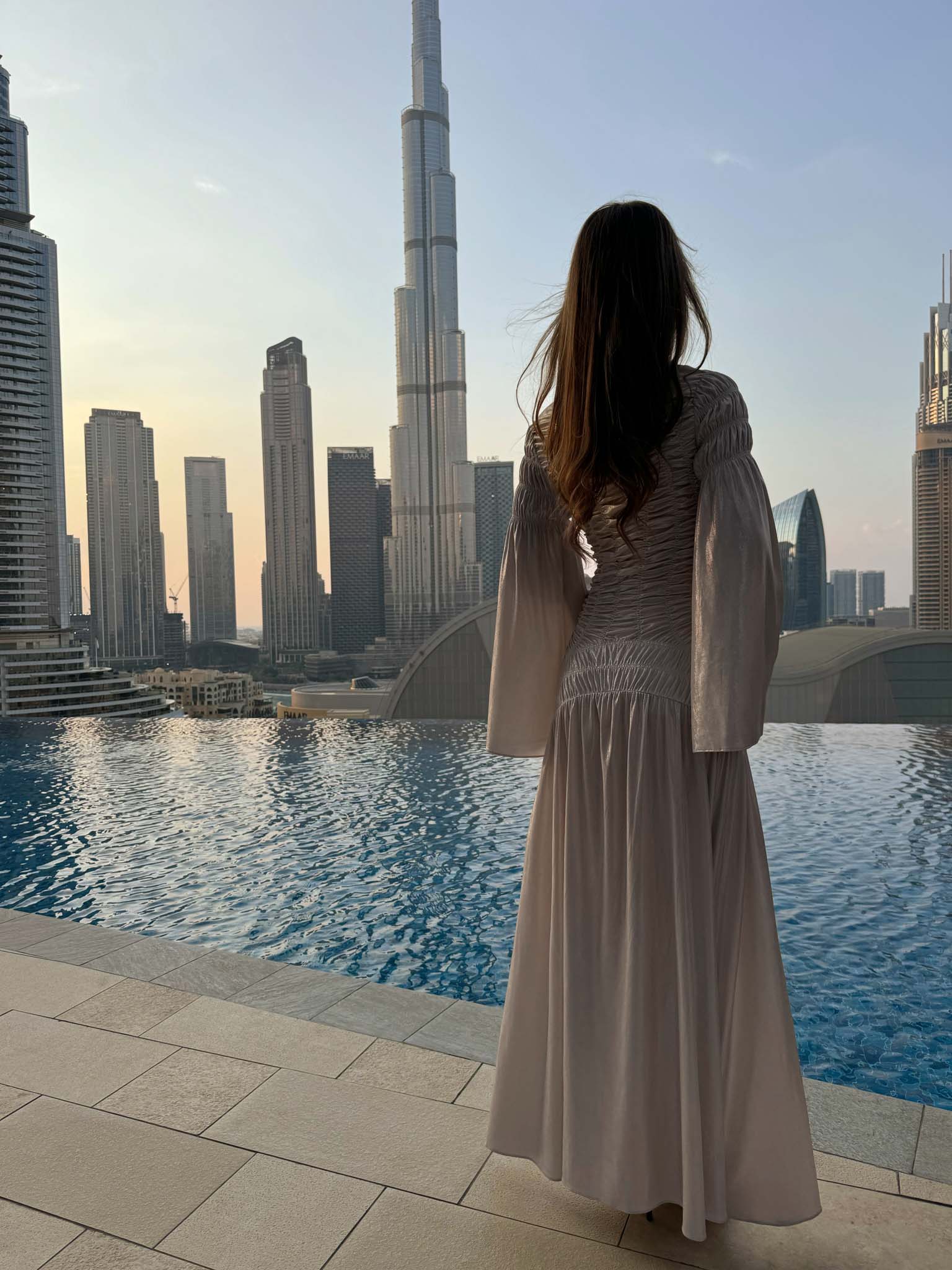 Metallic maxi dress with gathers on the bodice and shoulders