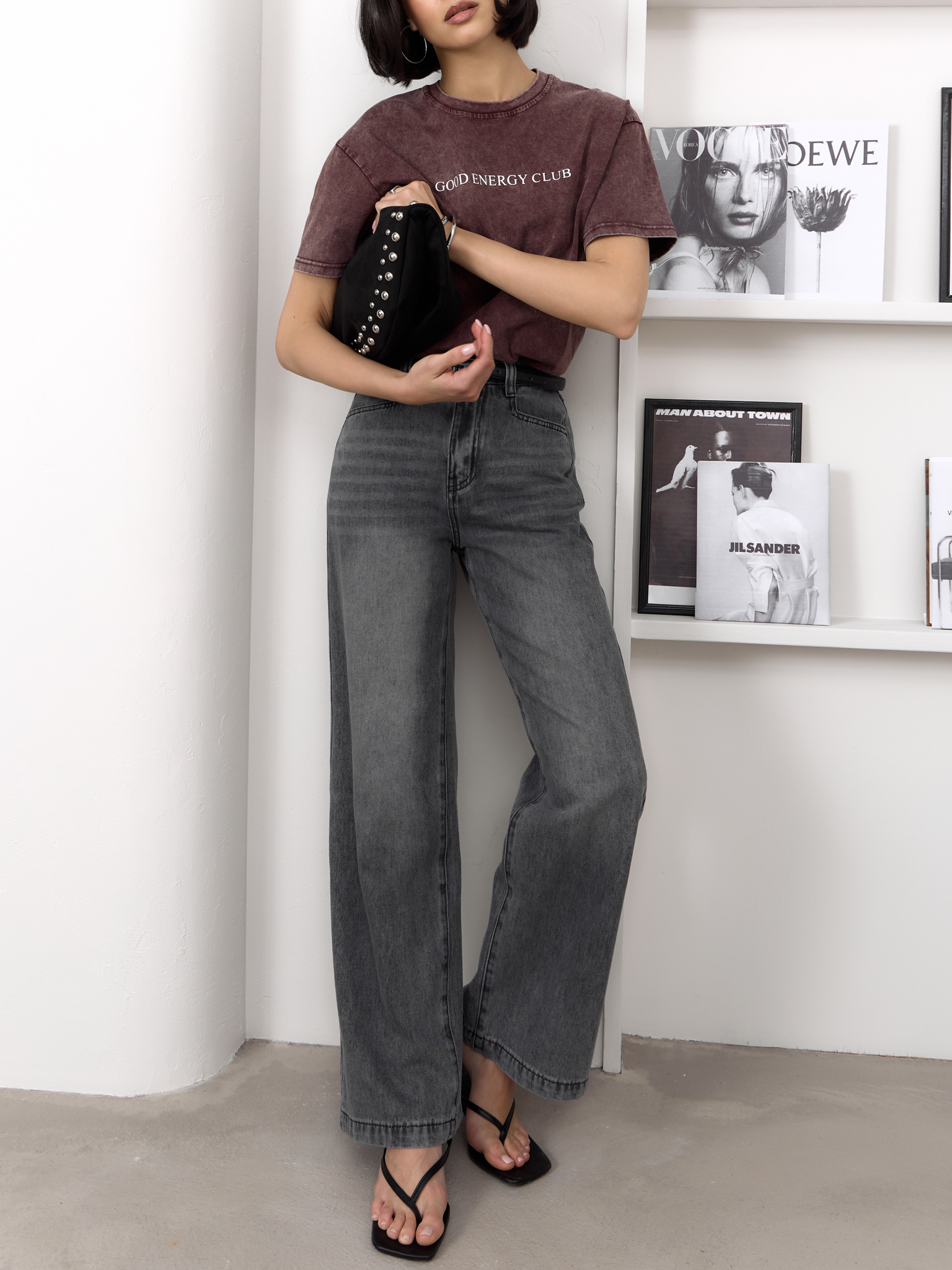 Straight light-wash denim jeans