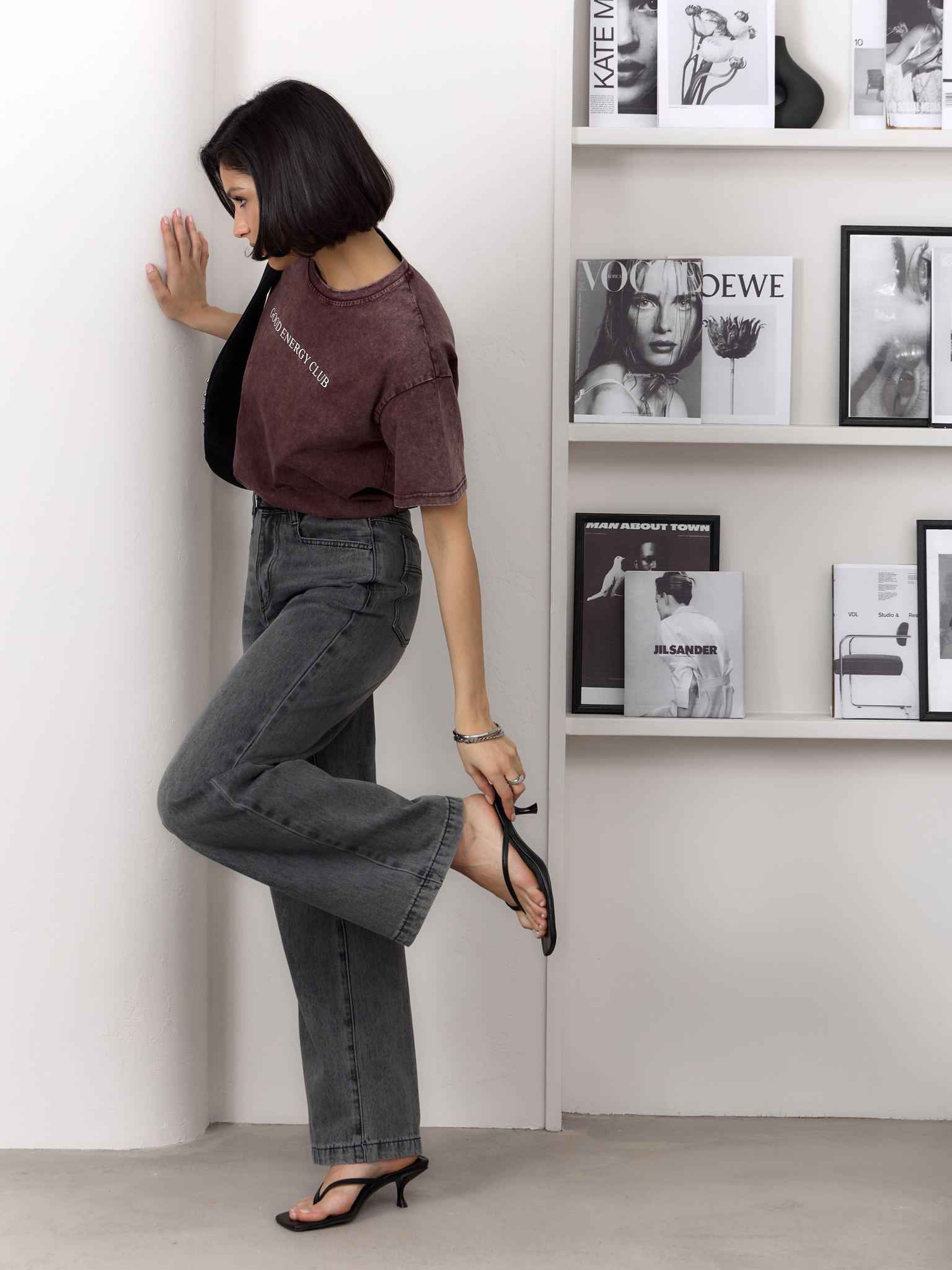 Straight light-wash denim jeans