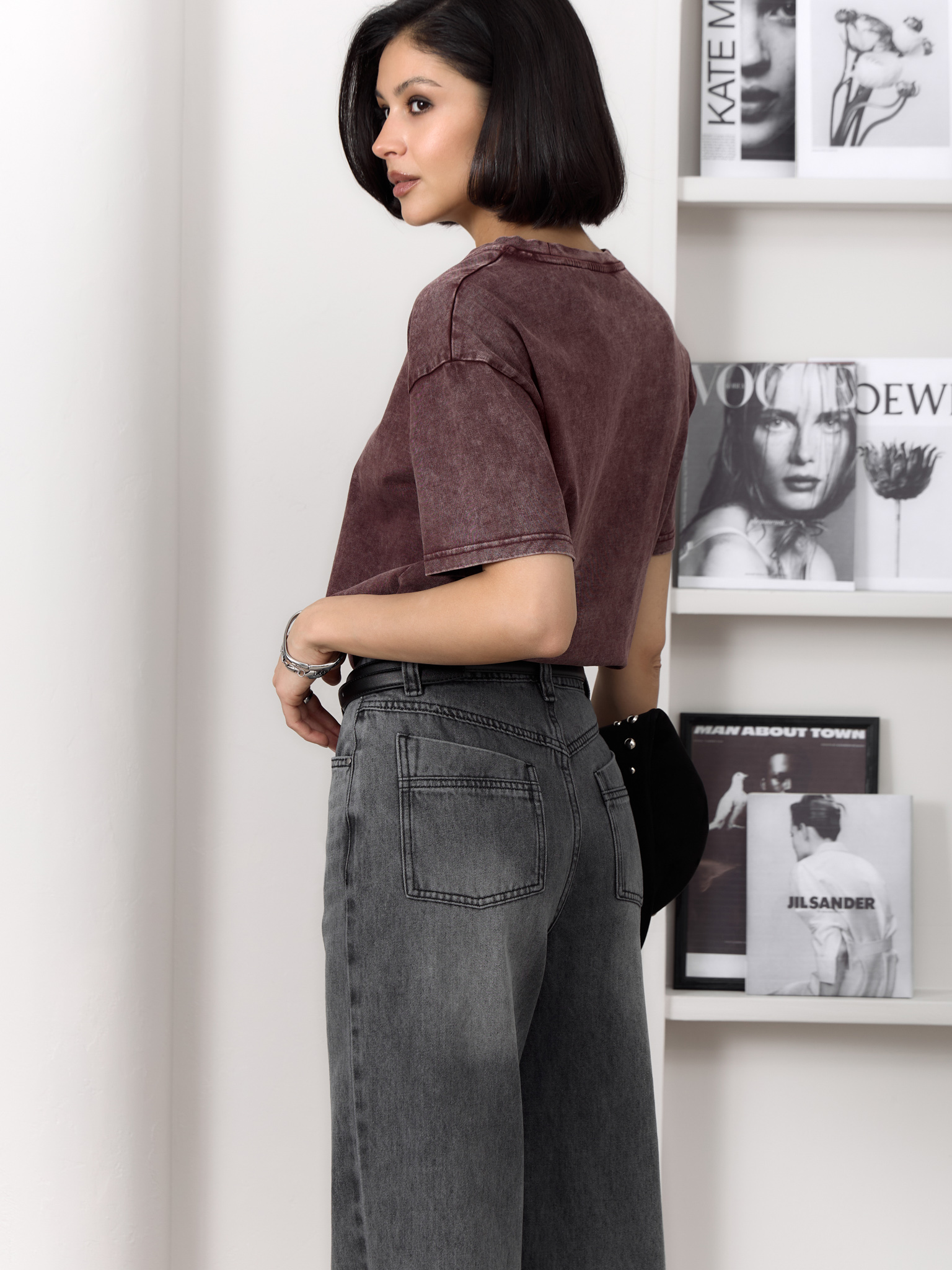 Straight light-wash denim jeans