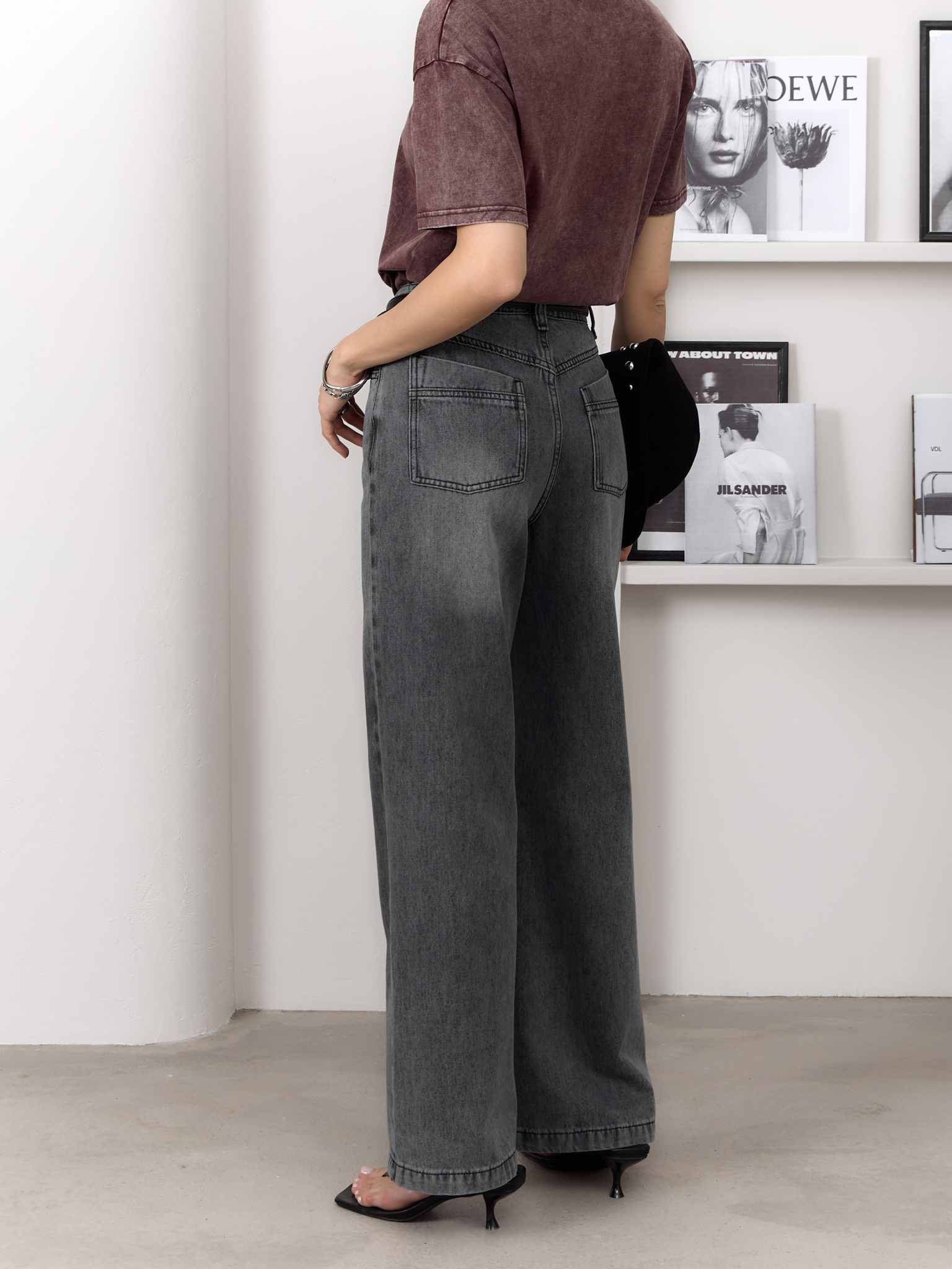 Straight light-wash denim jeans