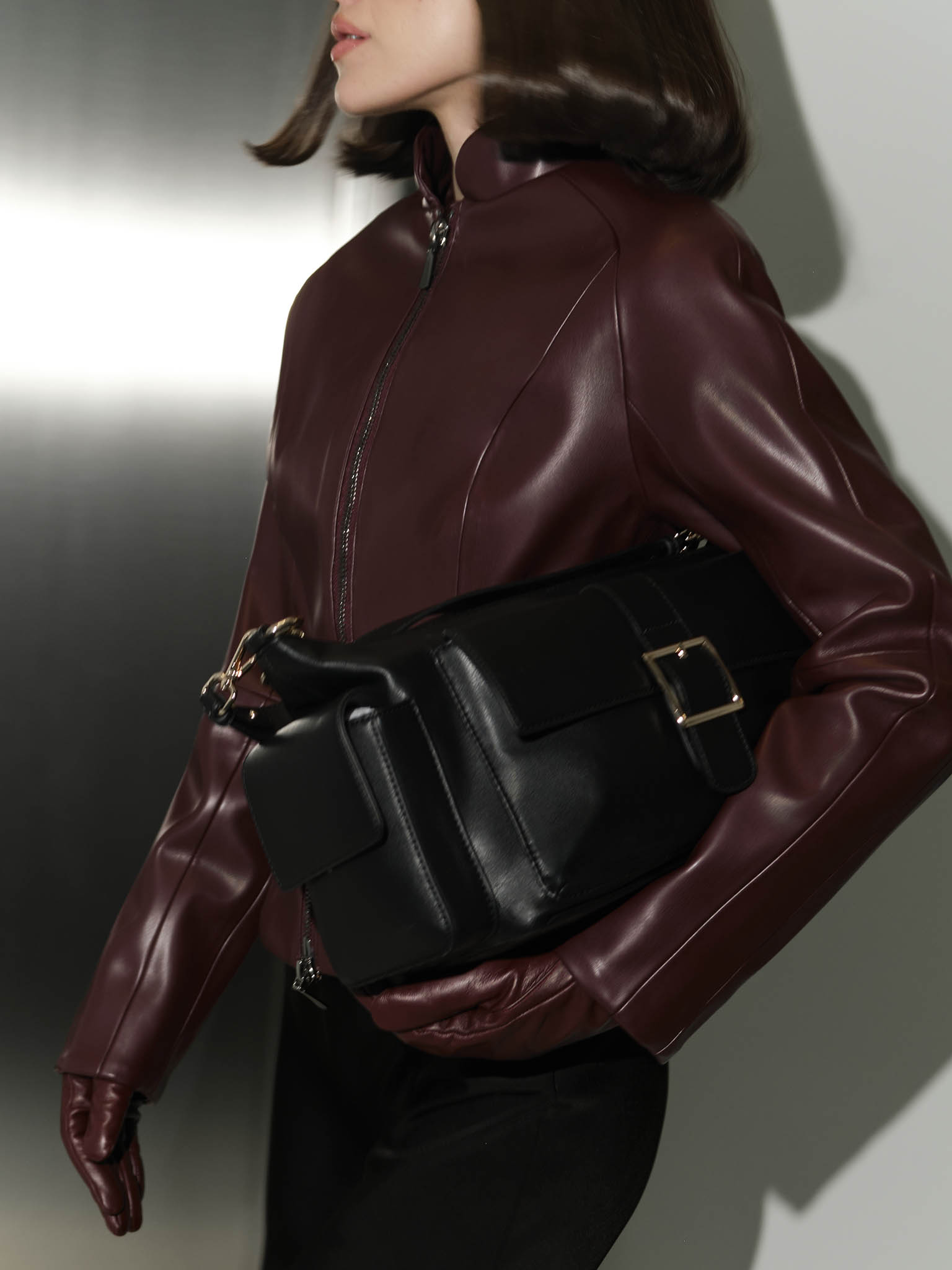 Fitted blazer in matte eco-leather