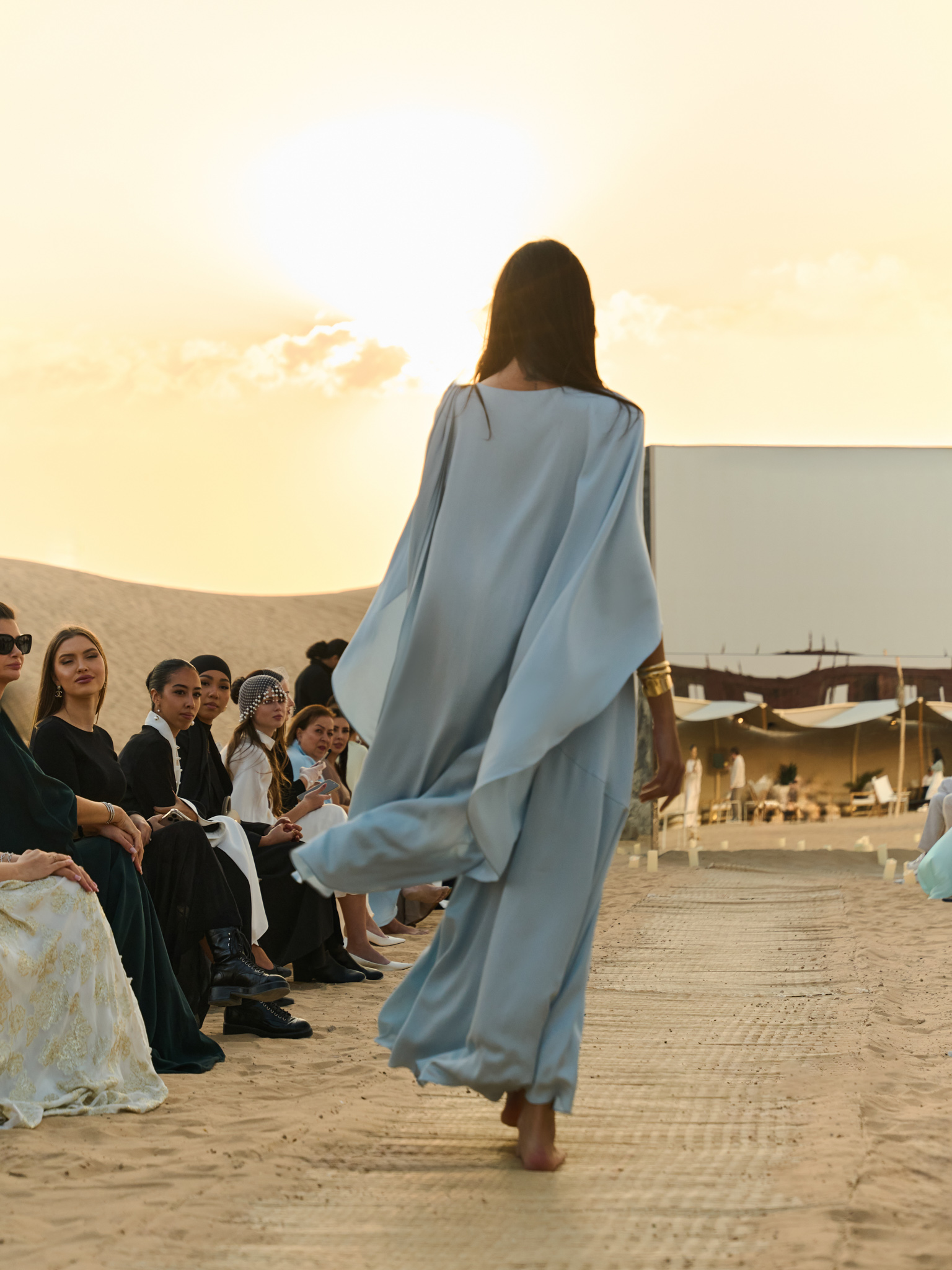 Maxi dress with asymmetrical cape