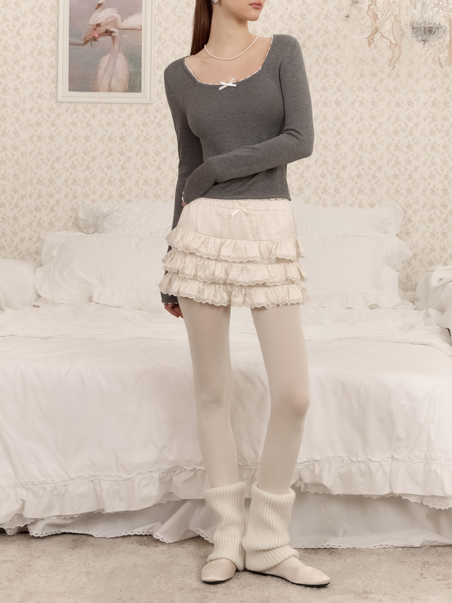 Jersey longsleeve with contrasting collar decoration