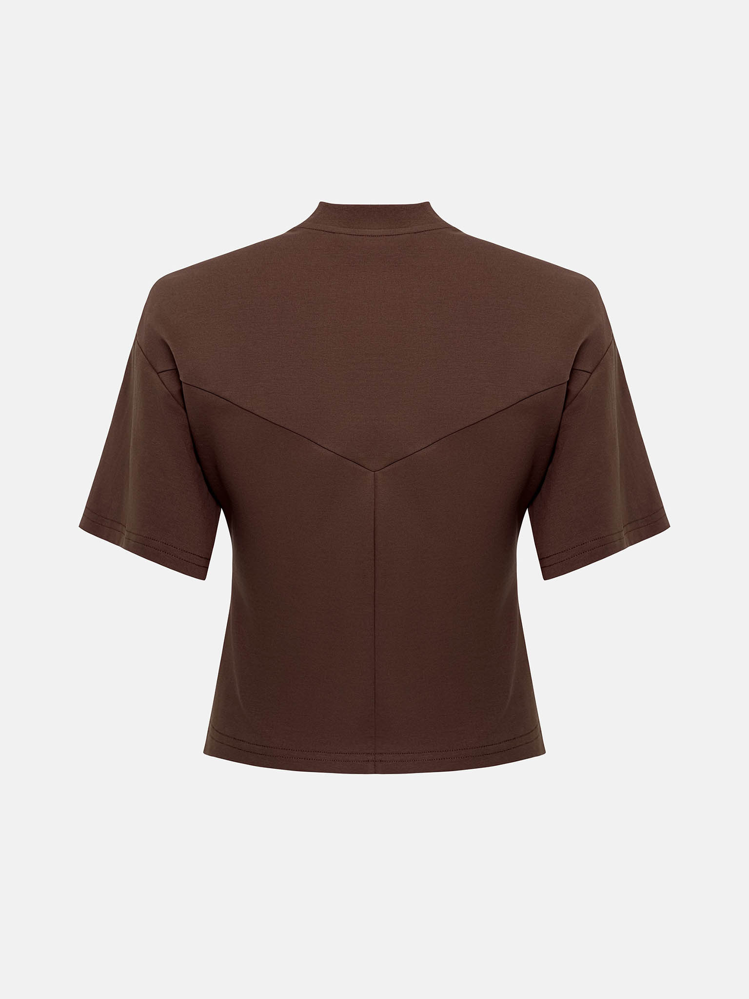 Cropped T-shirt with V-shaped insert on the back