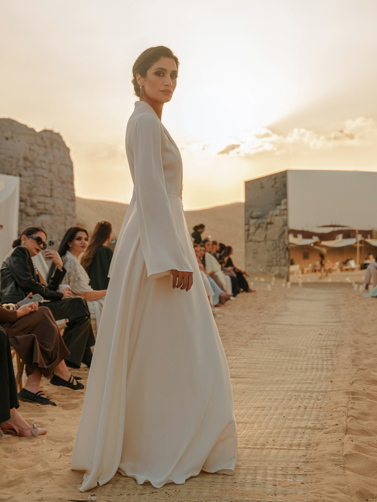 Floor-length maxi dress with wrap effect