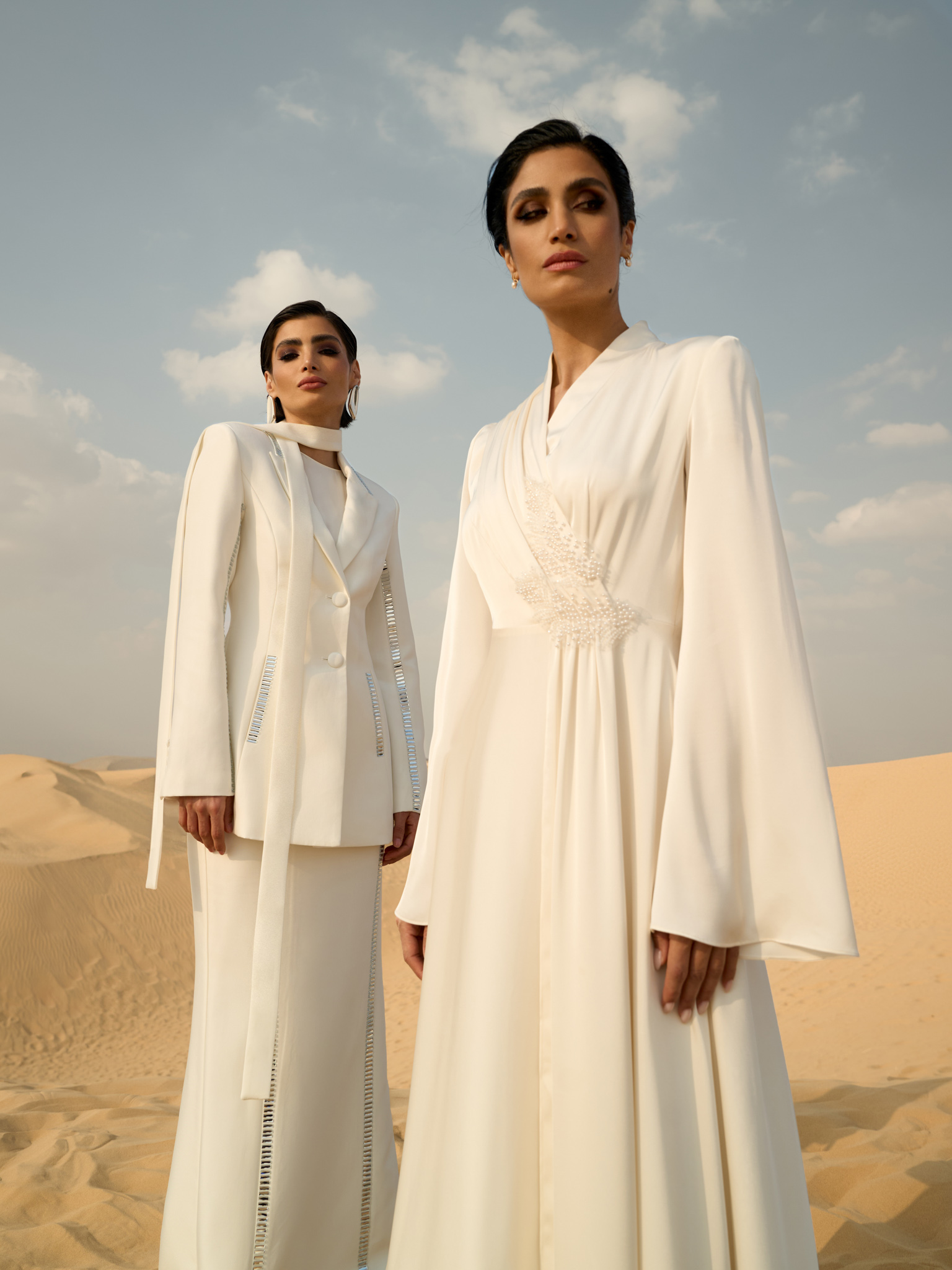 Floor-length maxi dress with wrap effect