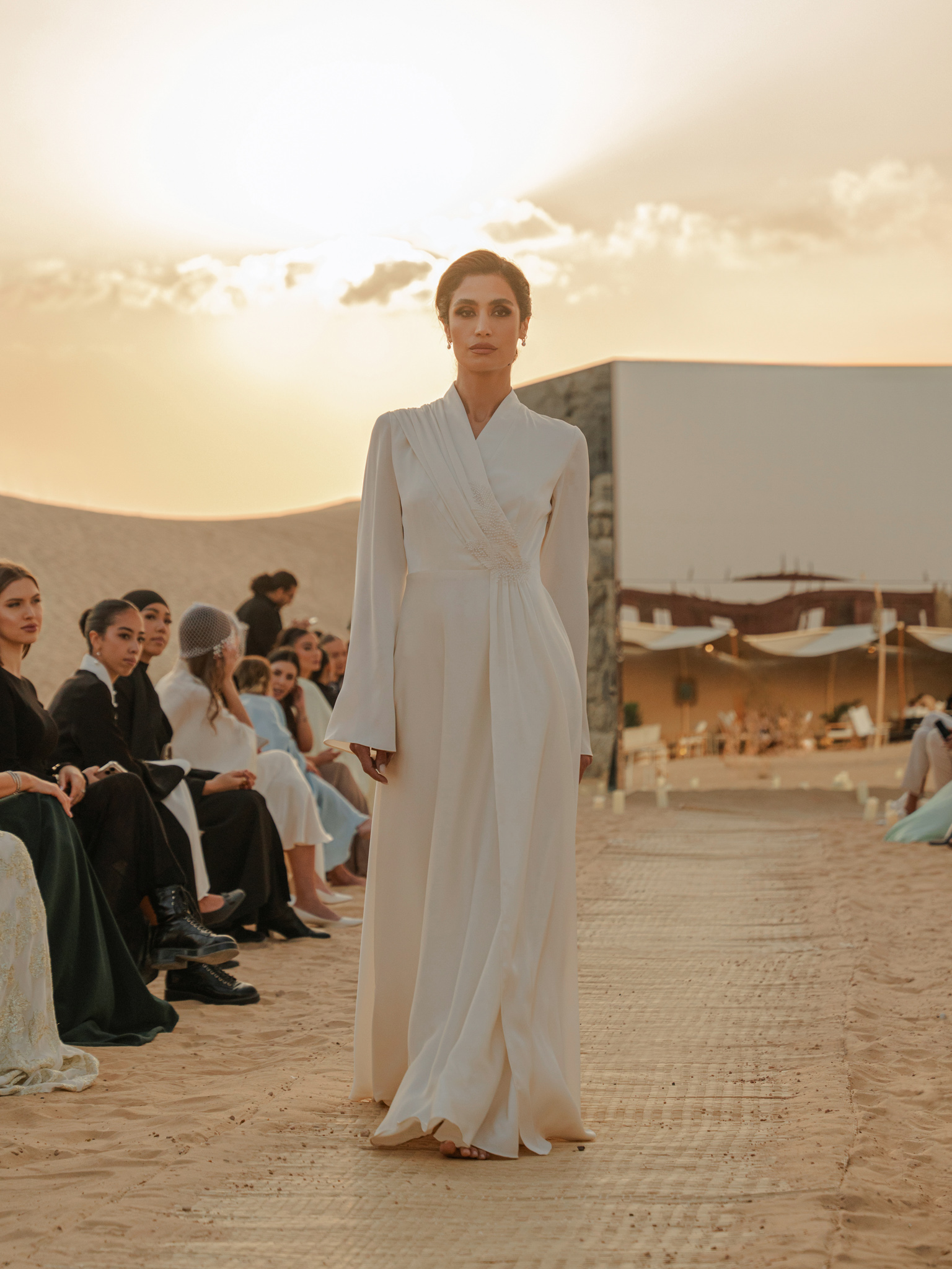 Floor-length maxi dress with wrap effect