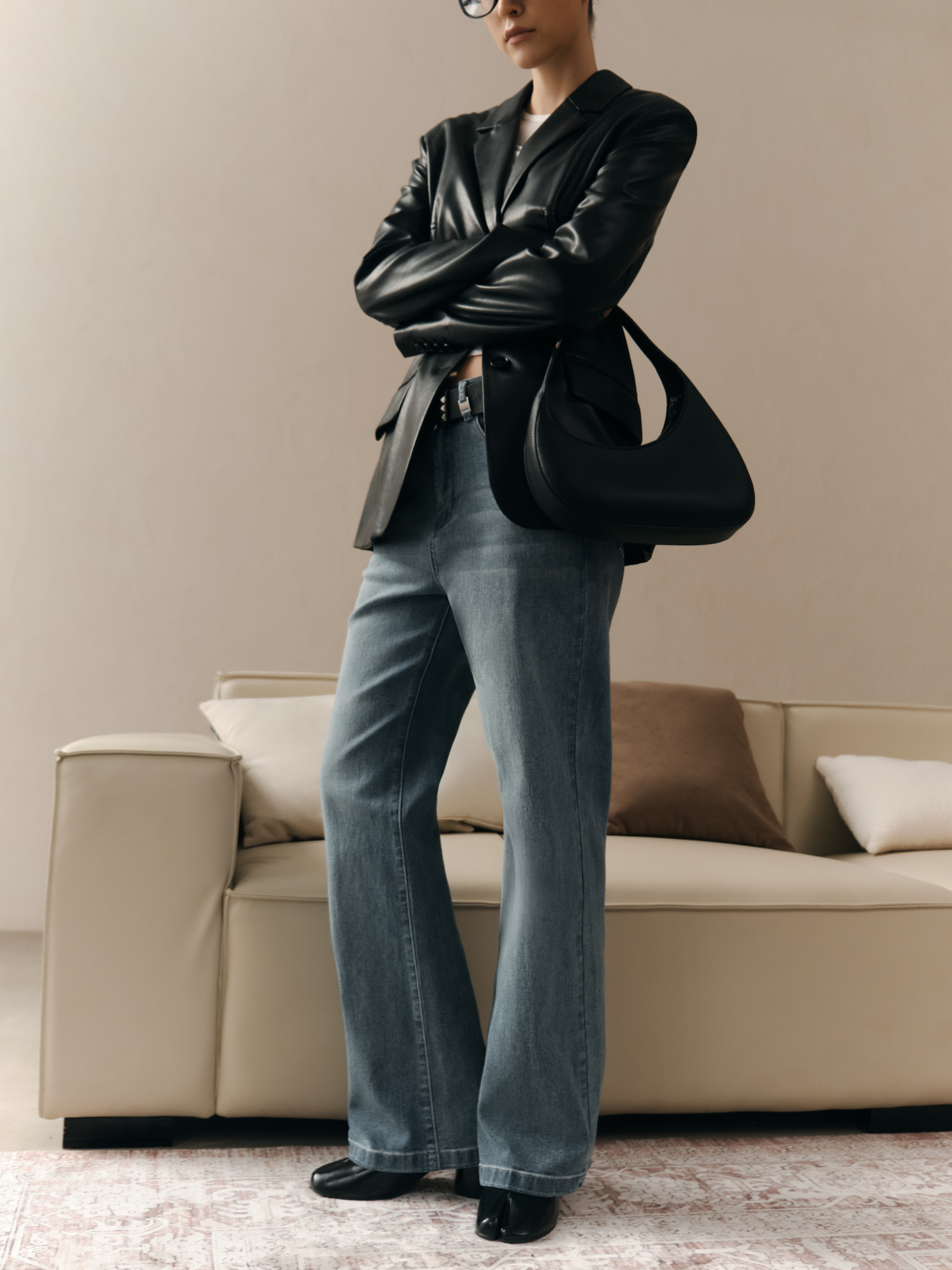 Straight light-wash denim jeans