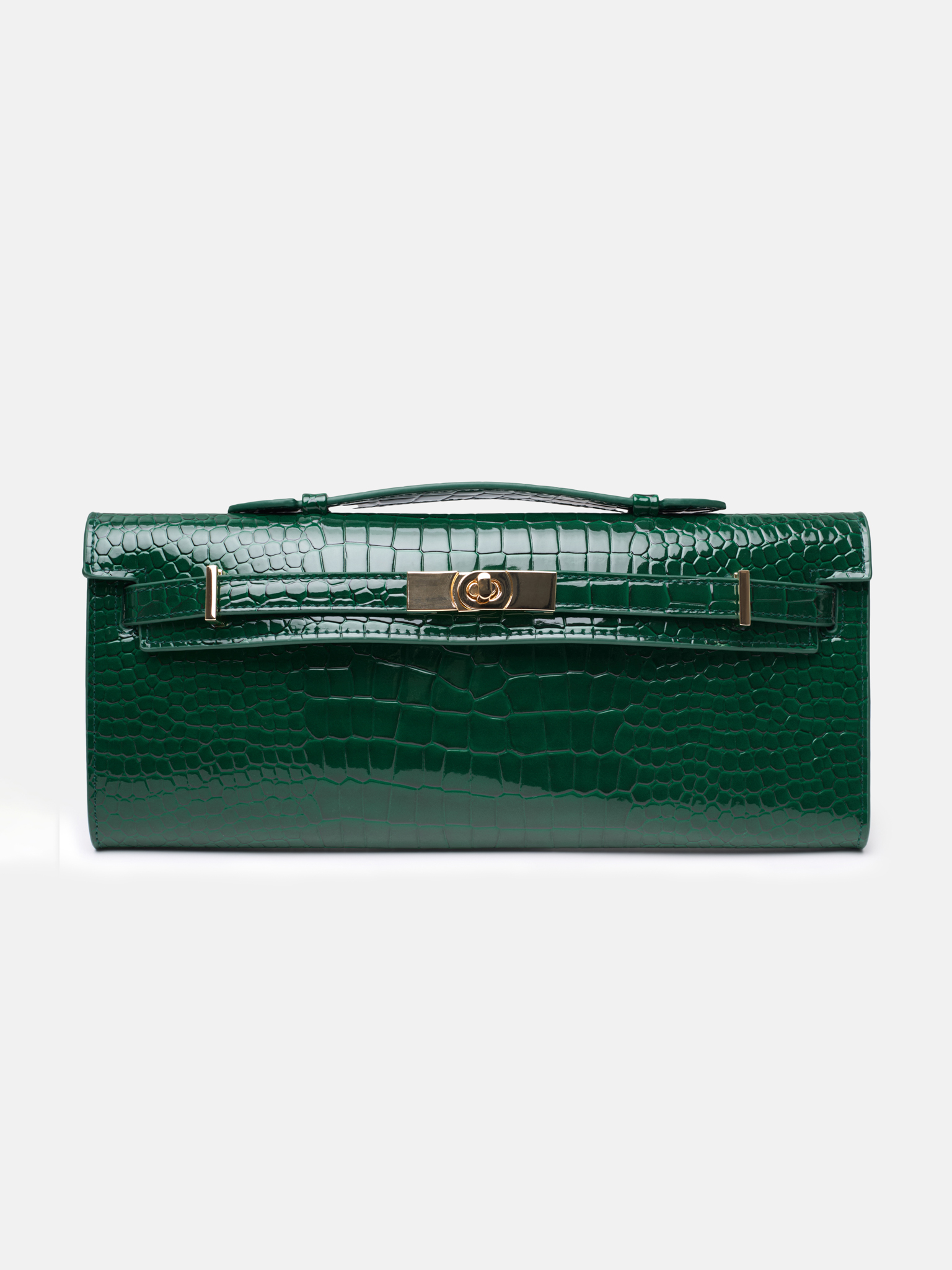 Rectangular reptile-embossed eco-leather bag