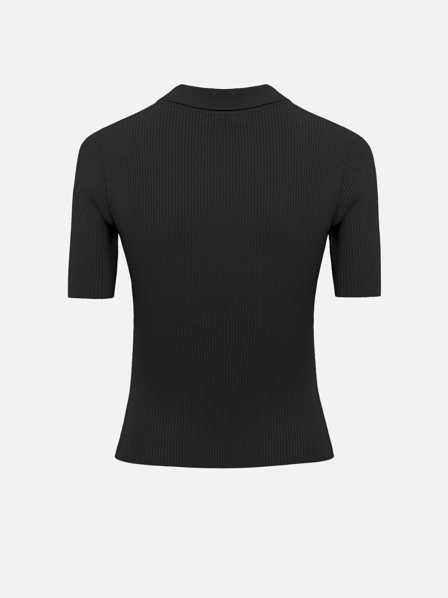 Rubbed knit polo with buttons on the collar