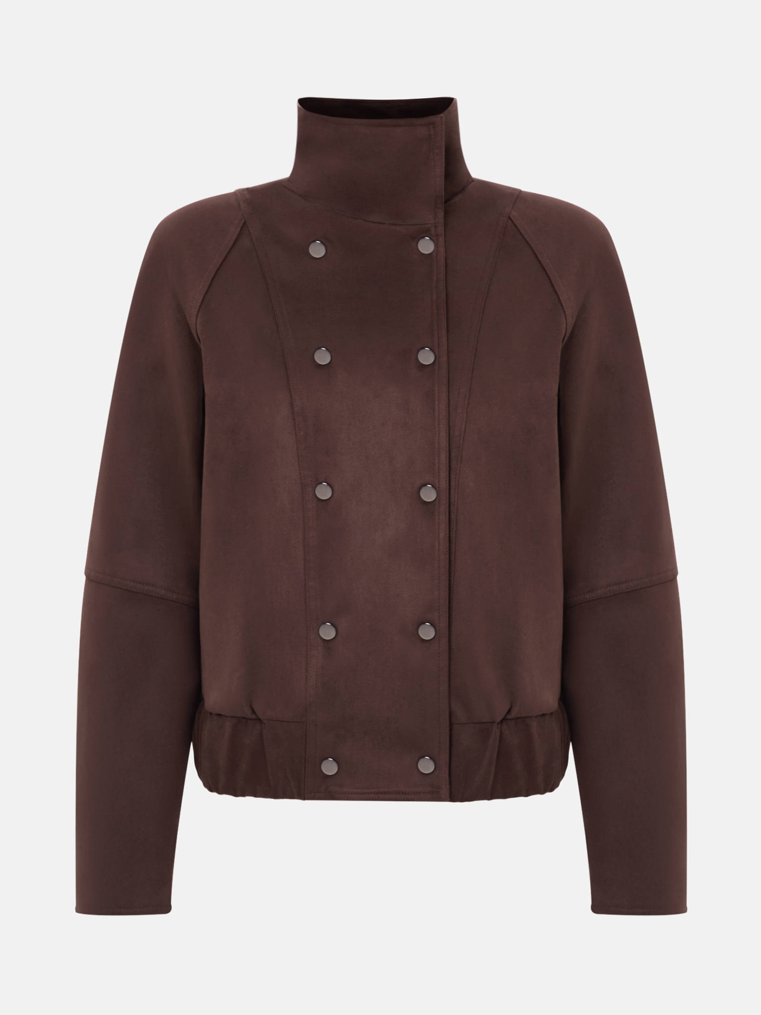 Short eco-suede jacket with button fastening