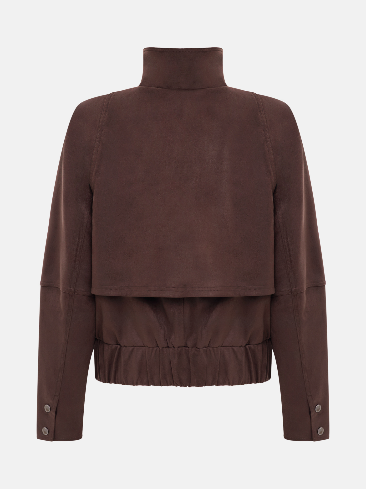 Short eco-suede jacket with button fastening