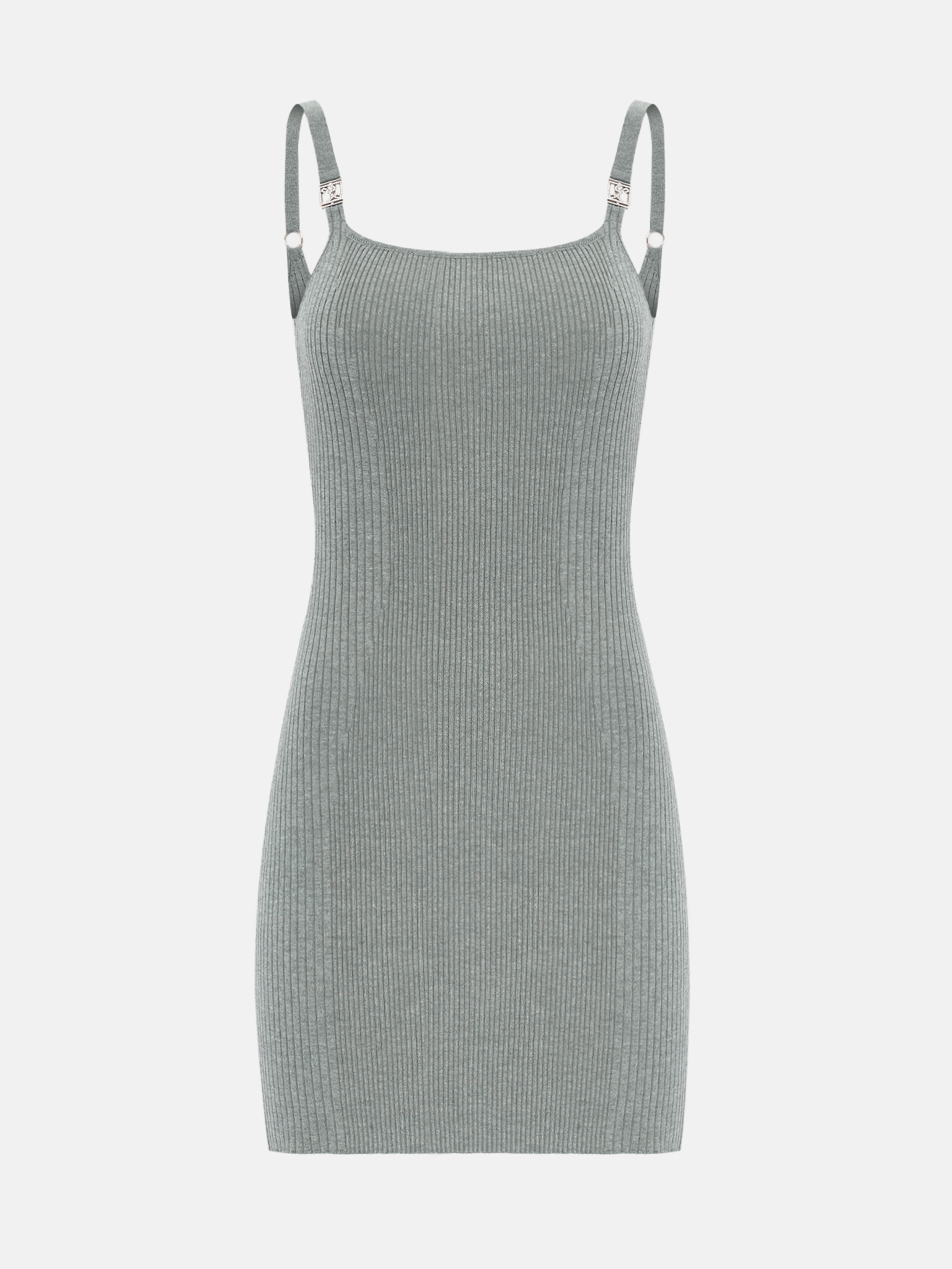 Mini ribbed dress with strap decoration