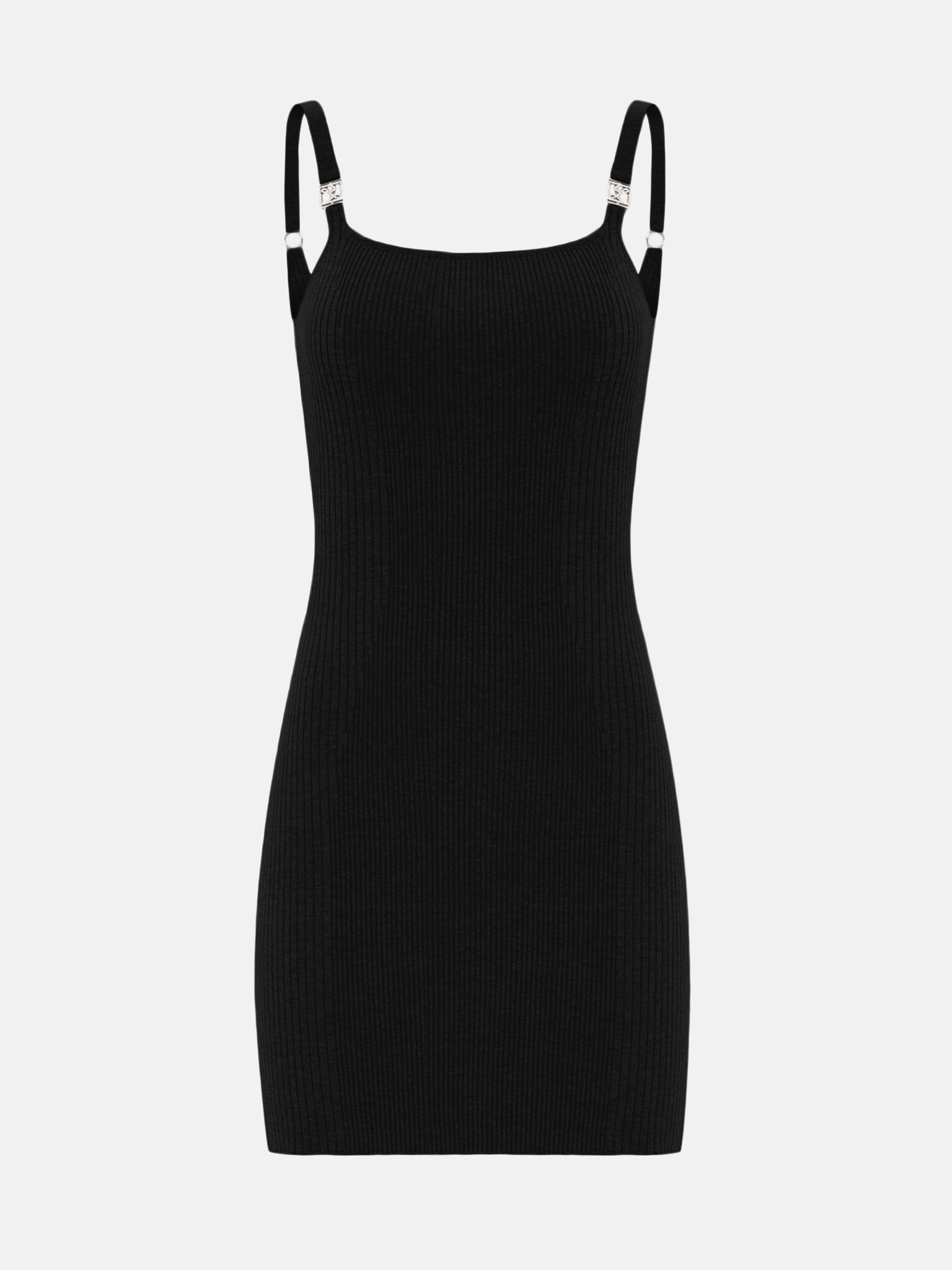 Mini ribbed dress with strap decoration
