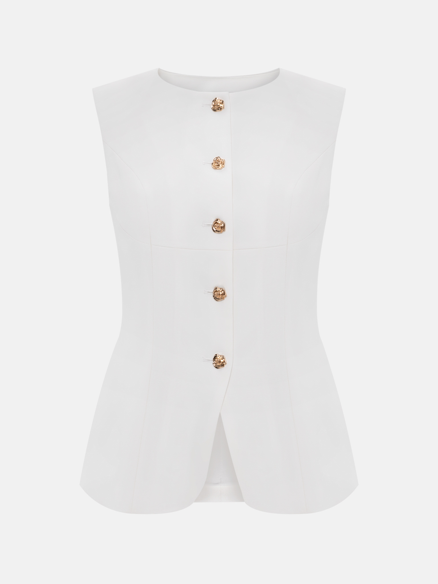 Flared waistcoat with flower buttons