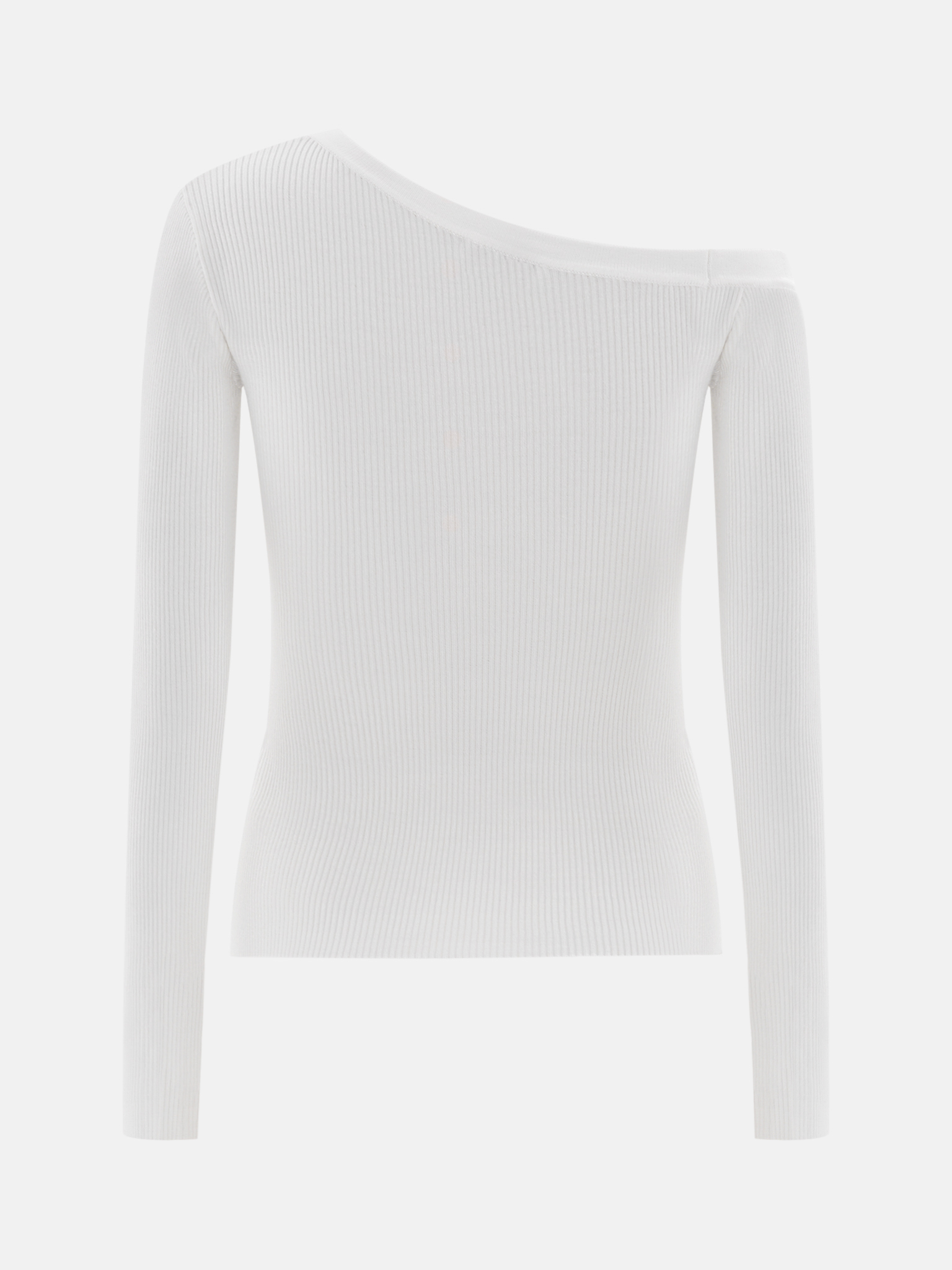 Rib-knit one shoulder cardigan 