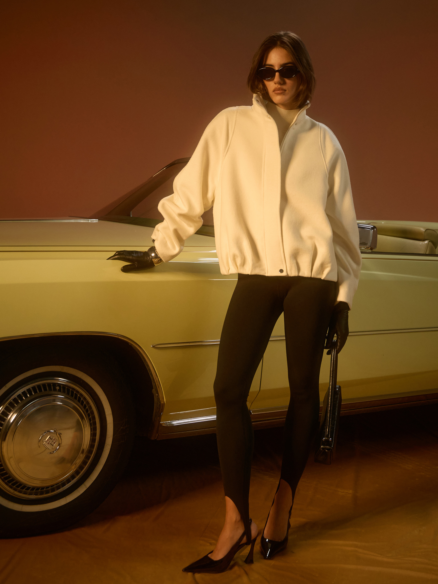 Свободный бомбер из шерстяной ткани