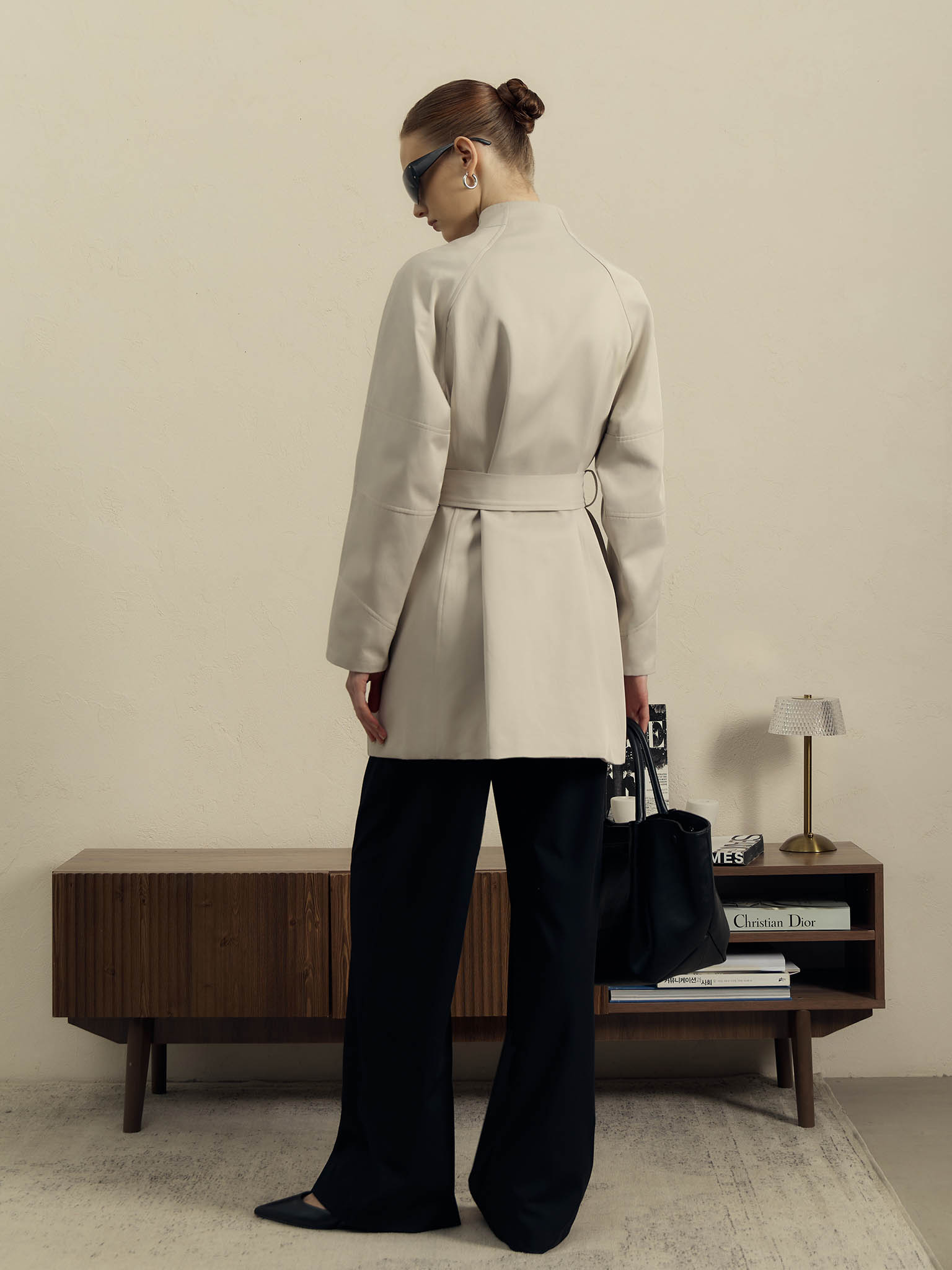 Mini trench coat with matching belt