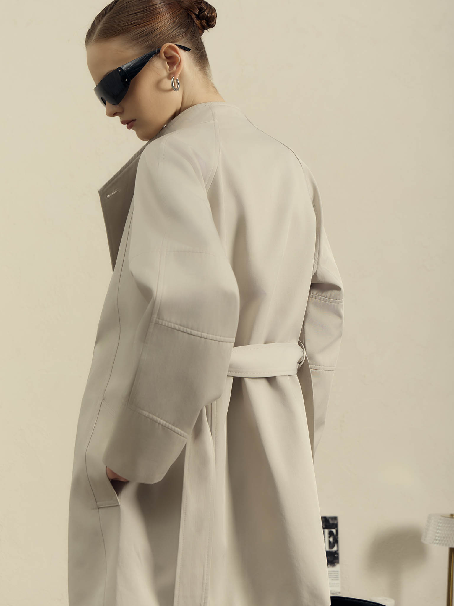 Mini trench coat with matching belt