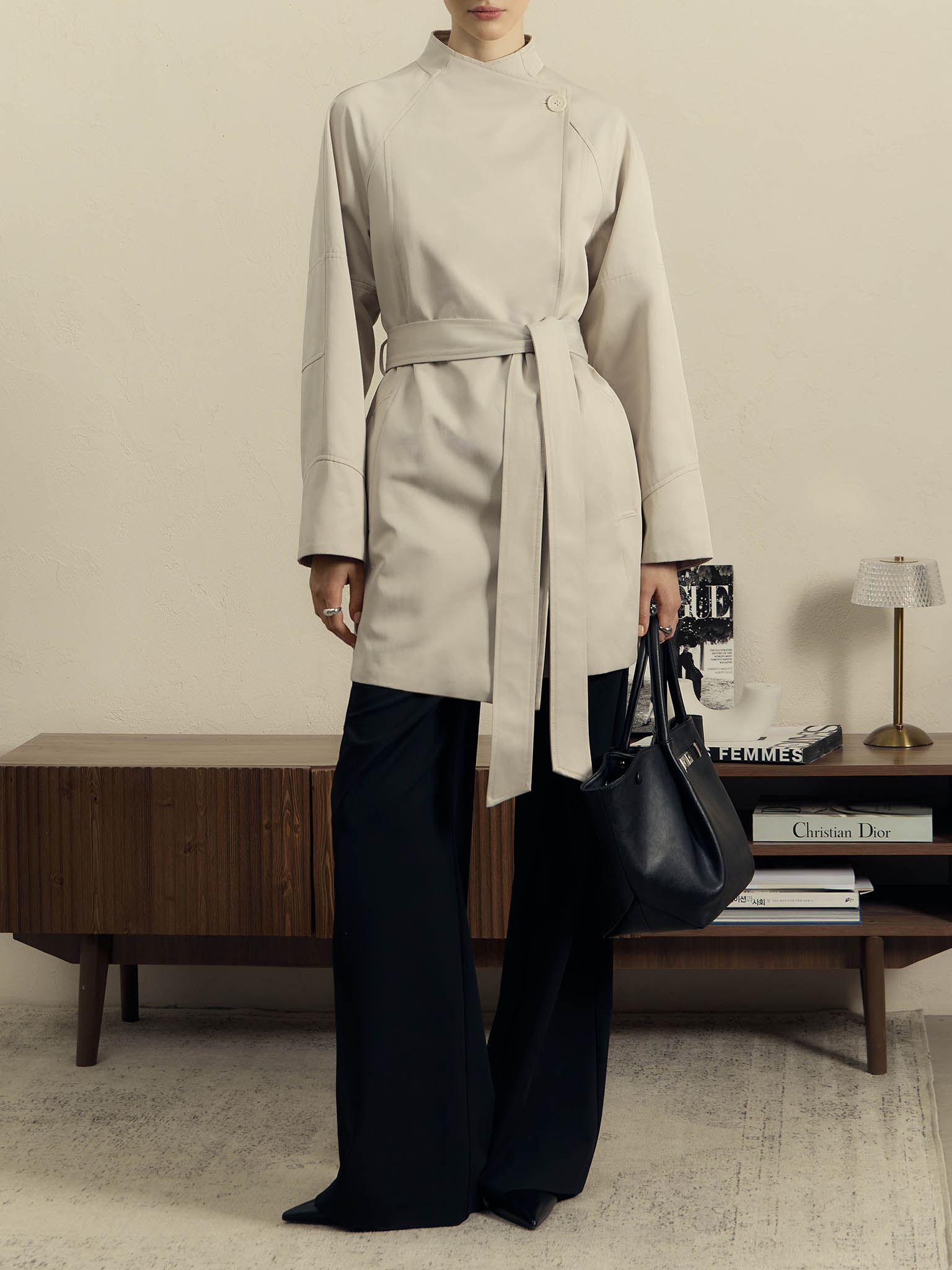 Mini trench coat with matching belt