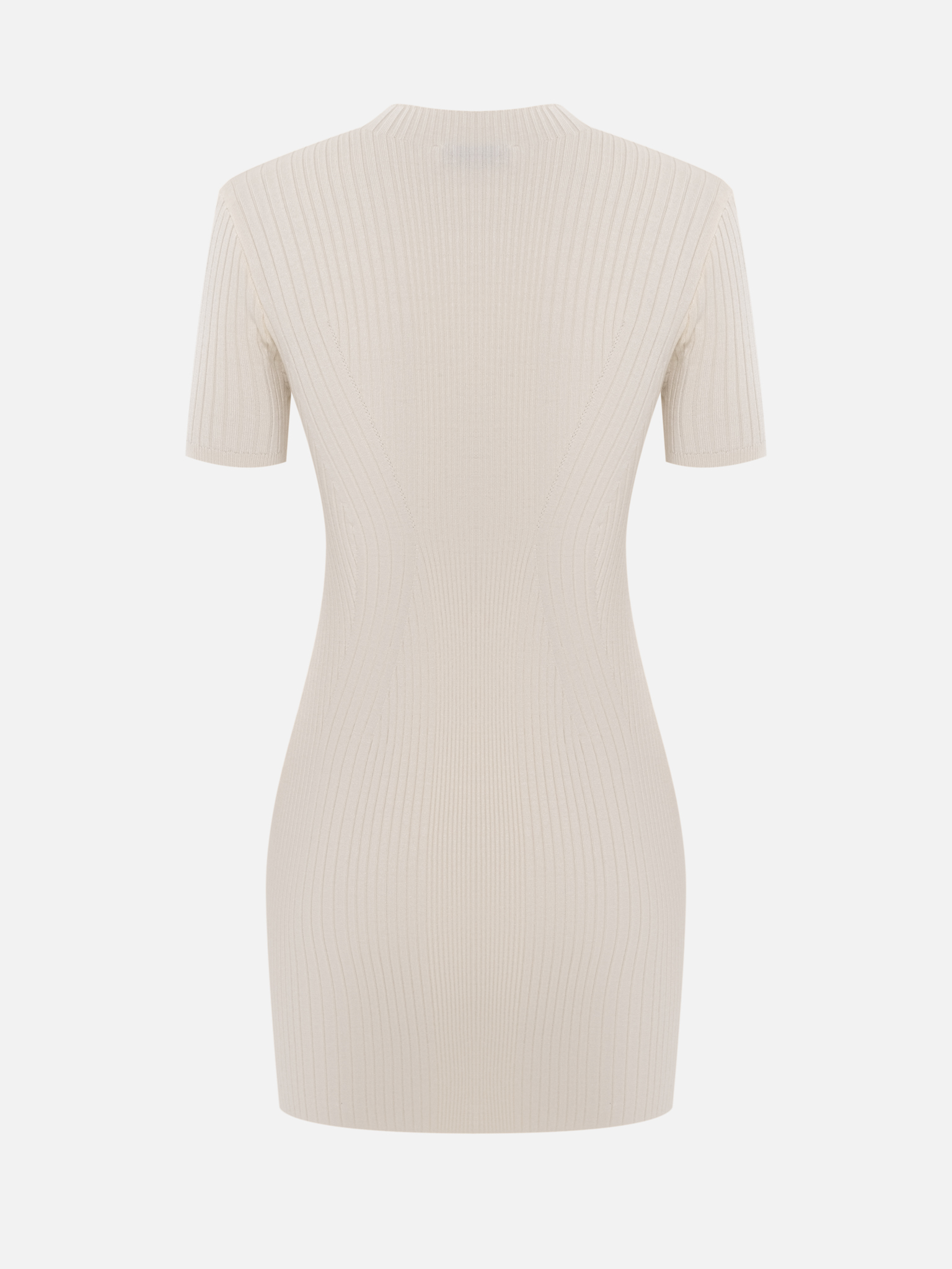 Short-sleeved rib-knit mini dress