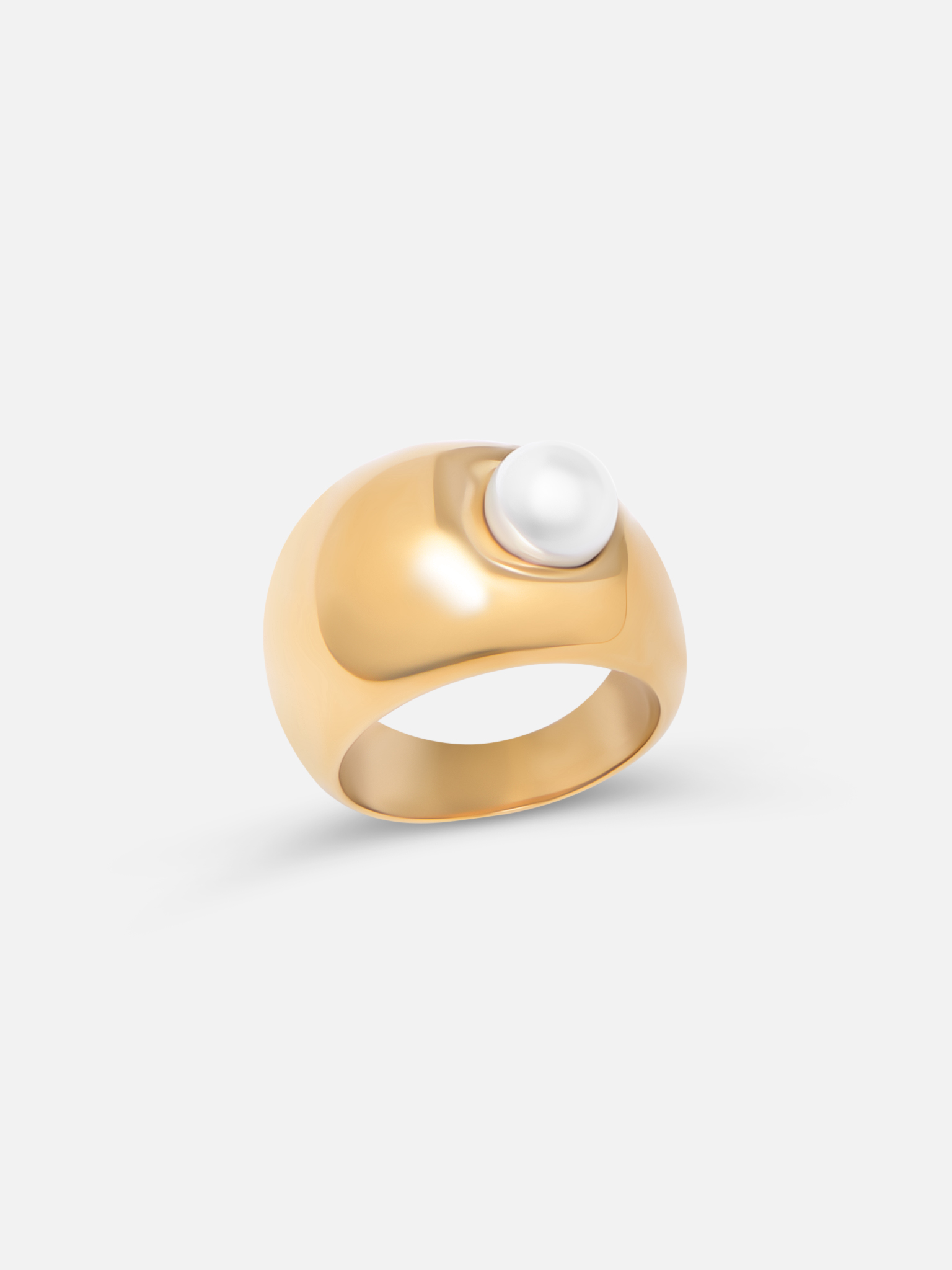 Puffy ring with large pearl