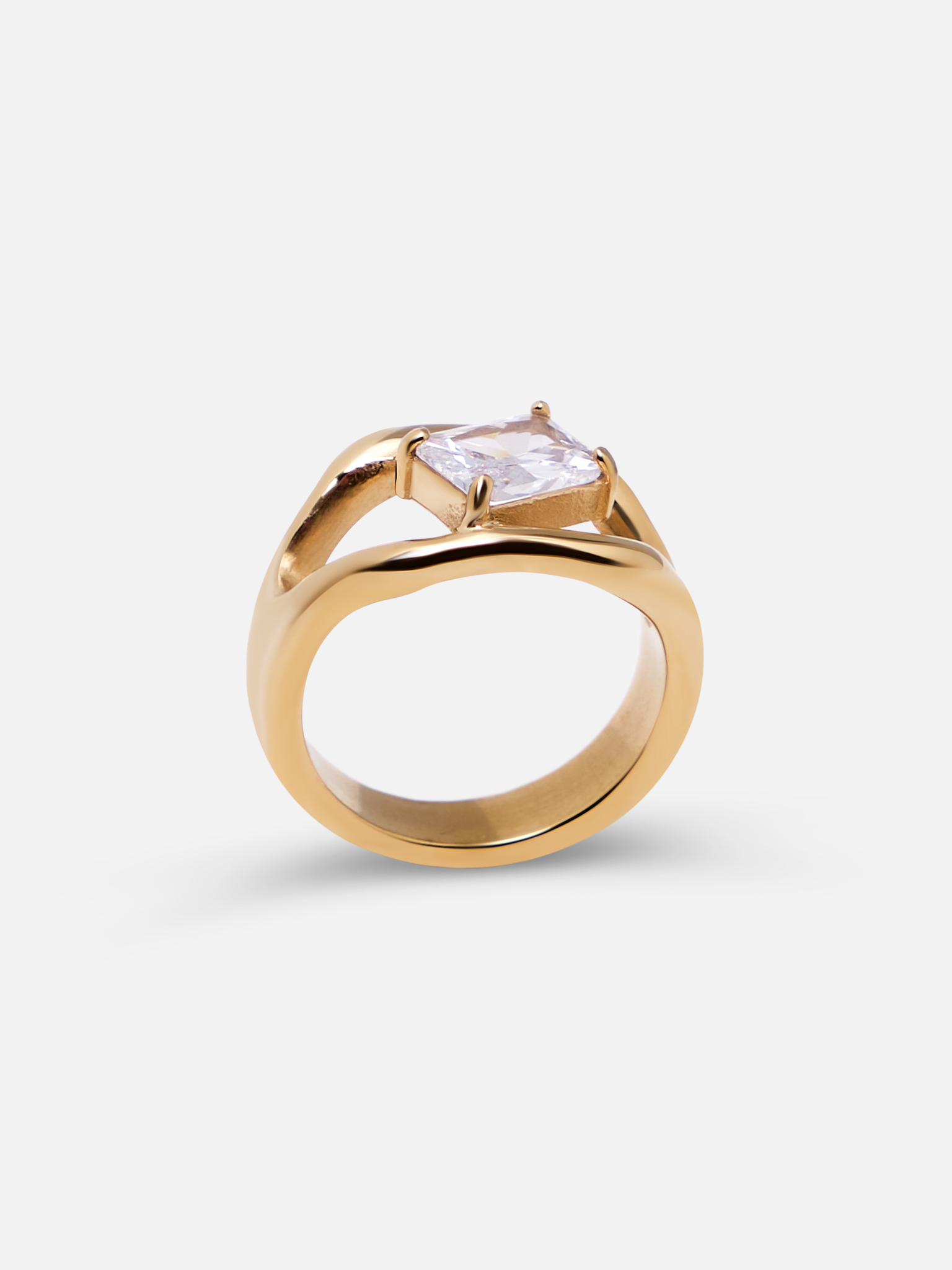Slim ring with large rectangular stone