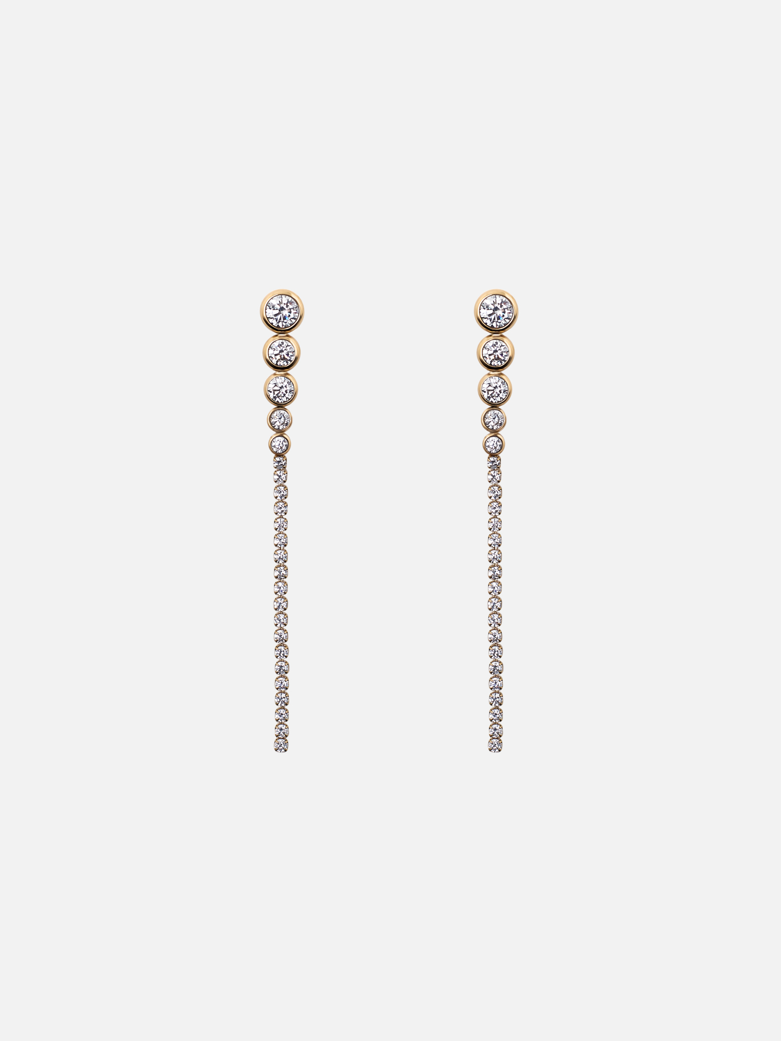 Long stud earrings with zircons