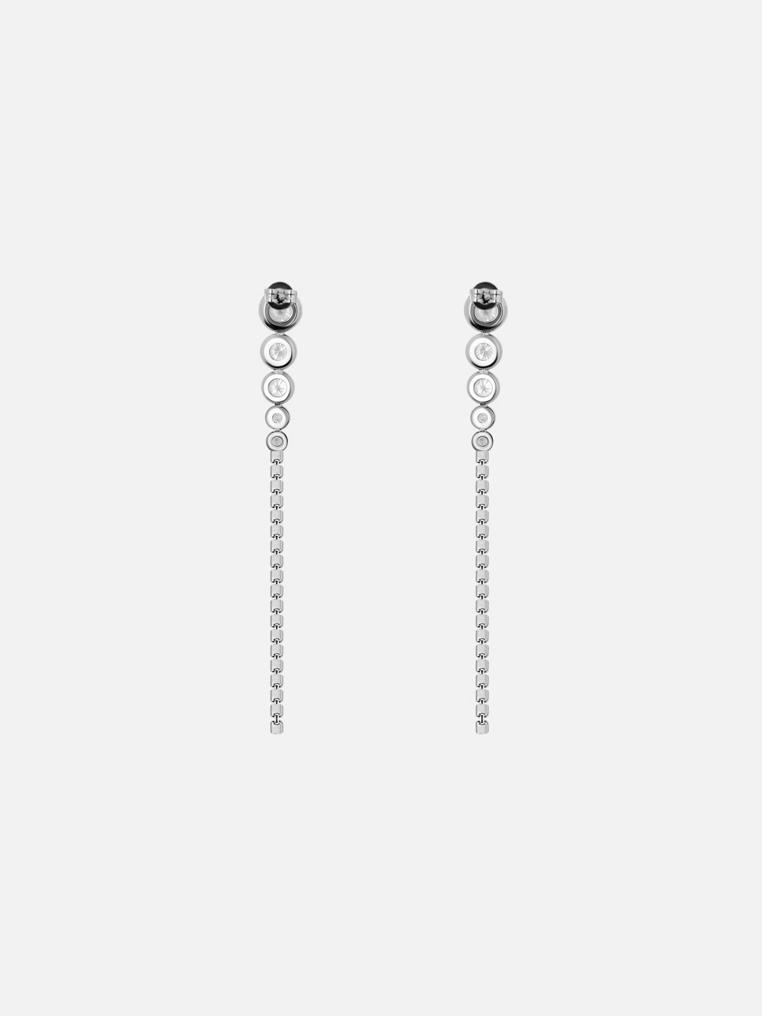 Long stud earrings with zircons