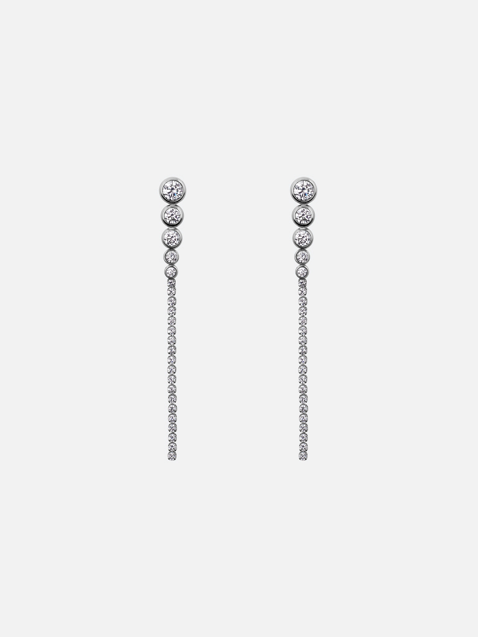 Long stud earrings with zircons
