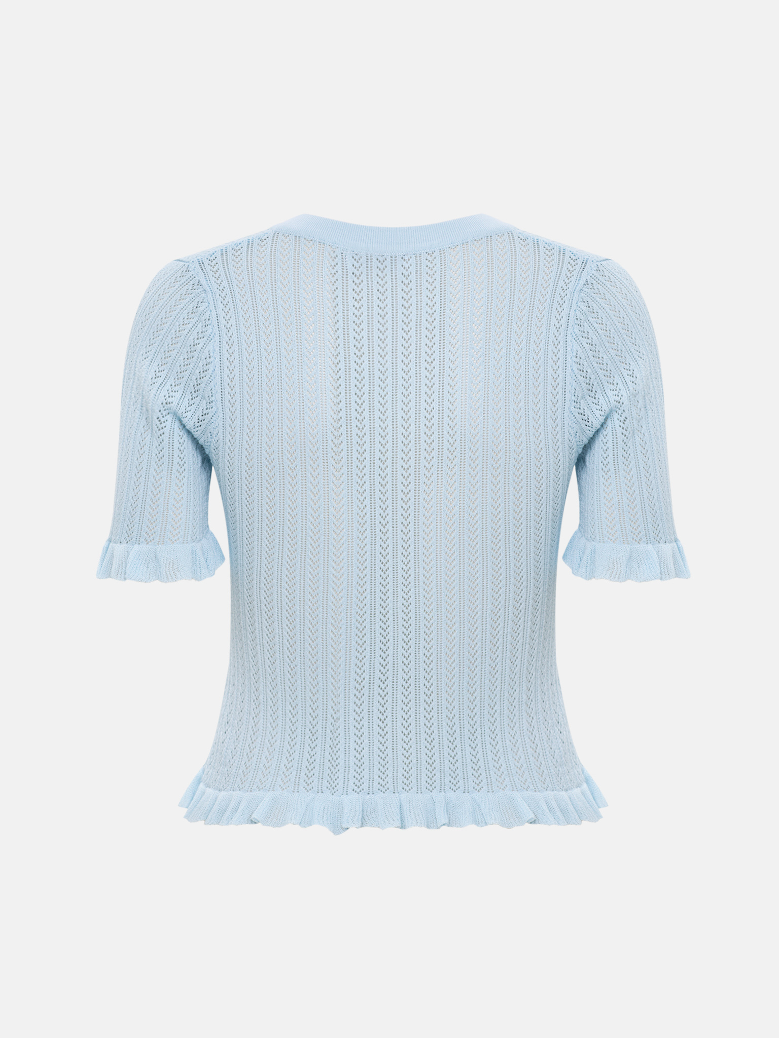 Openwork jersey top with short sleeves