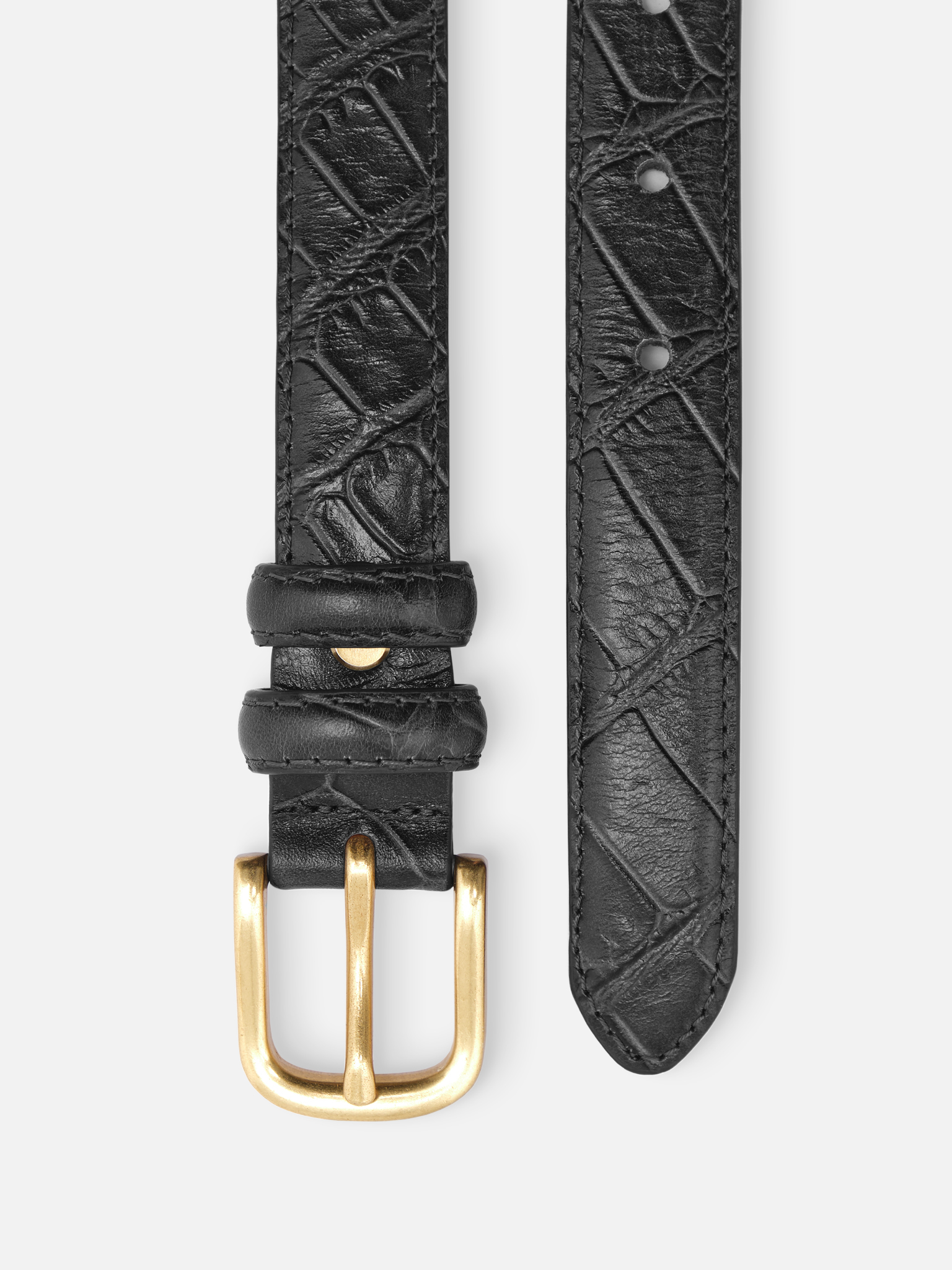 Schmaler Gürtel aus strukturiertem Leder