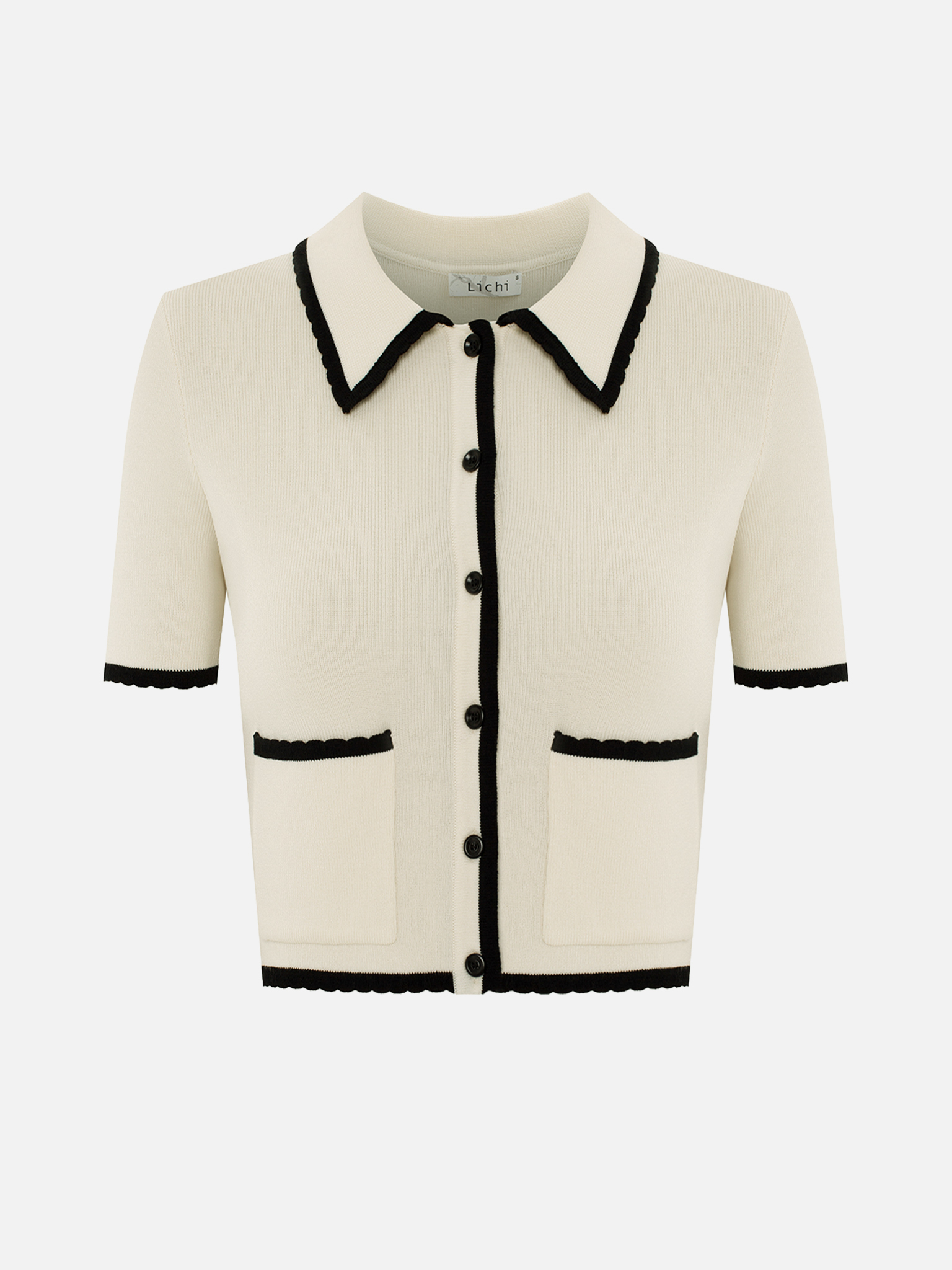 Short-sleeved rib-knit cardigan