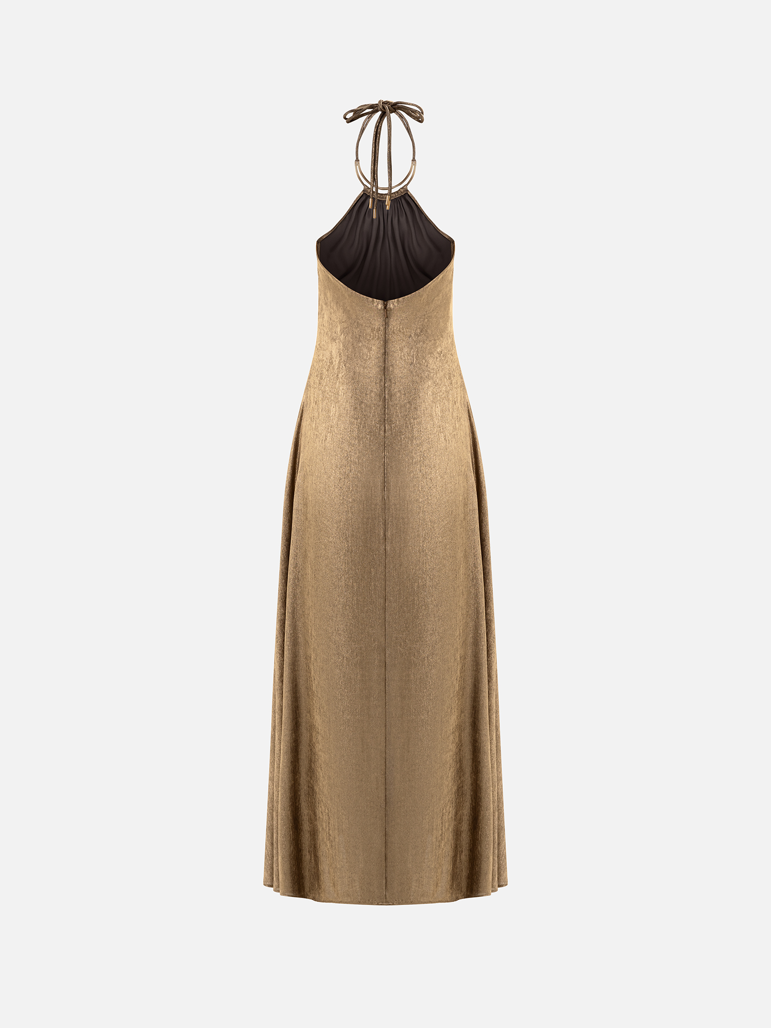 Metallised maxi dress with golden choker