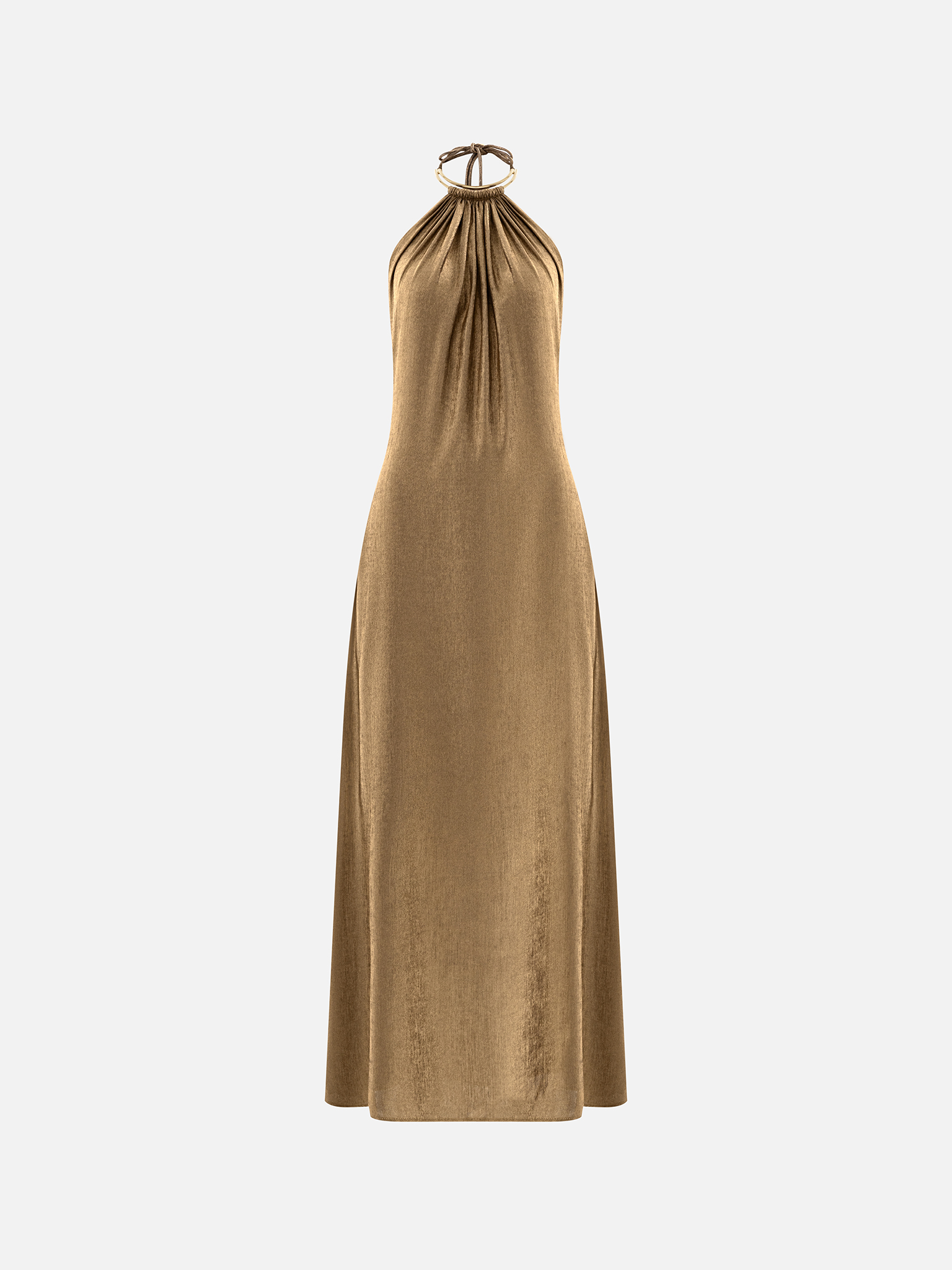 Metallised maxi dress with golden choker