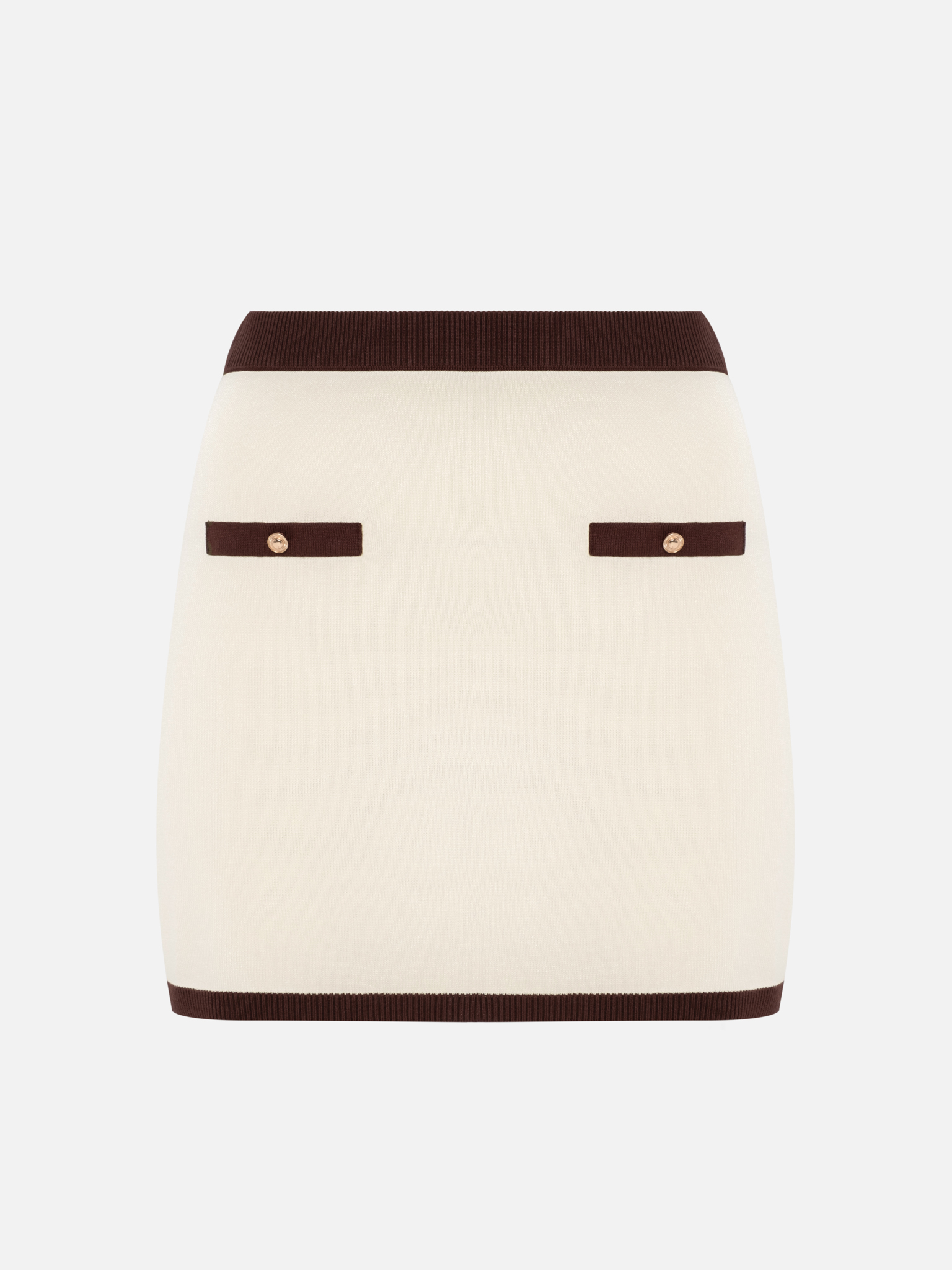 Straight mini skirt with contrasting inserts