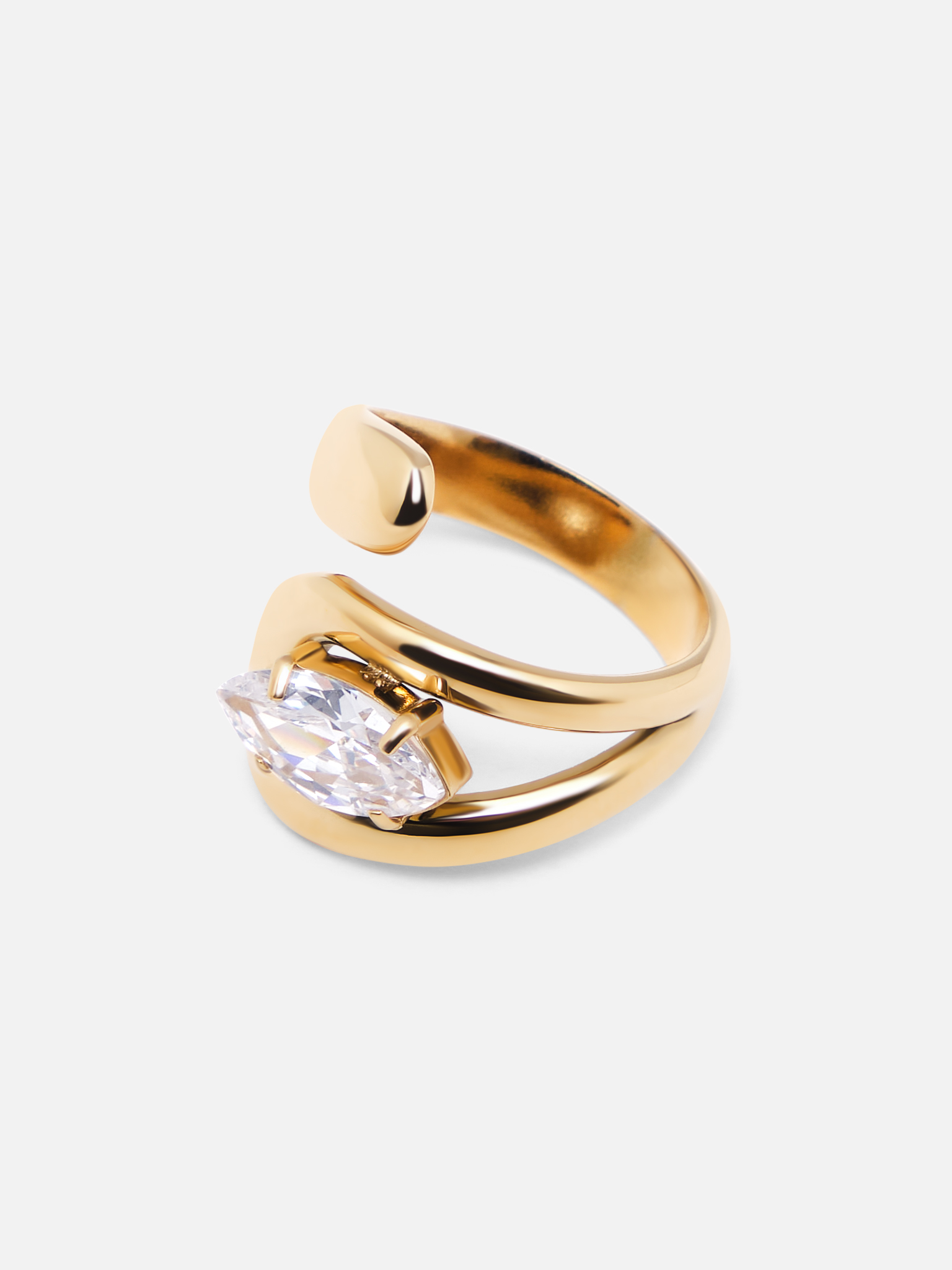 Abstract shaped ring with large crystal
