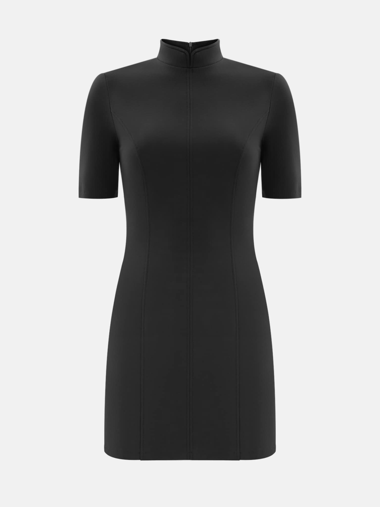 Mini dress with short sleeves and stand-up collar