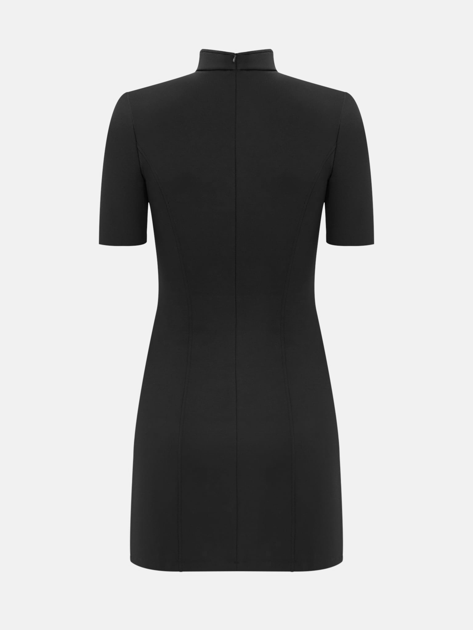 Mini dress with short sleeves and stand-up collar